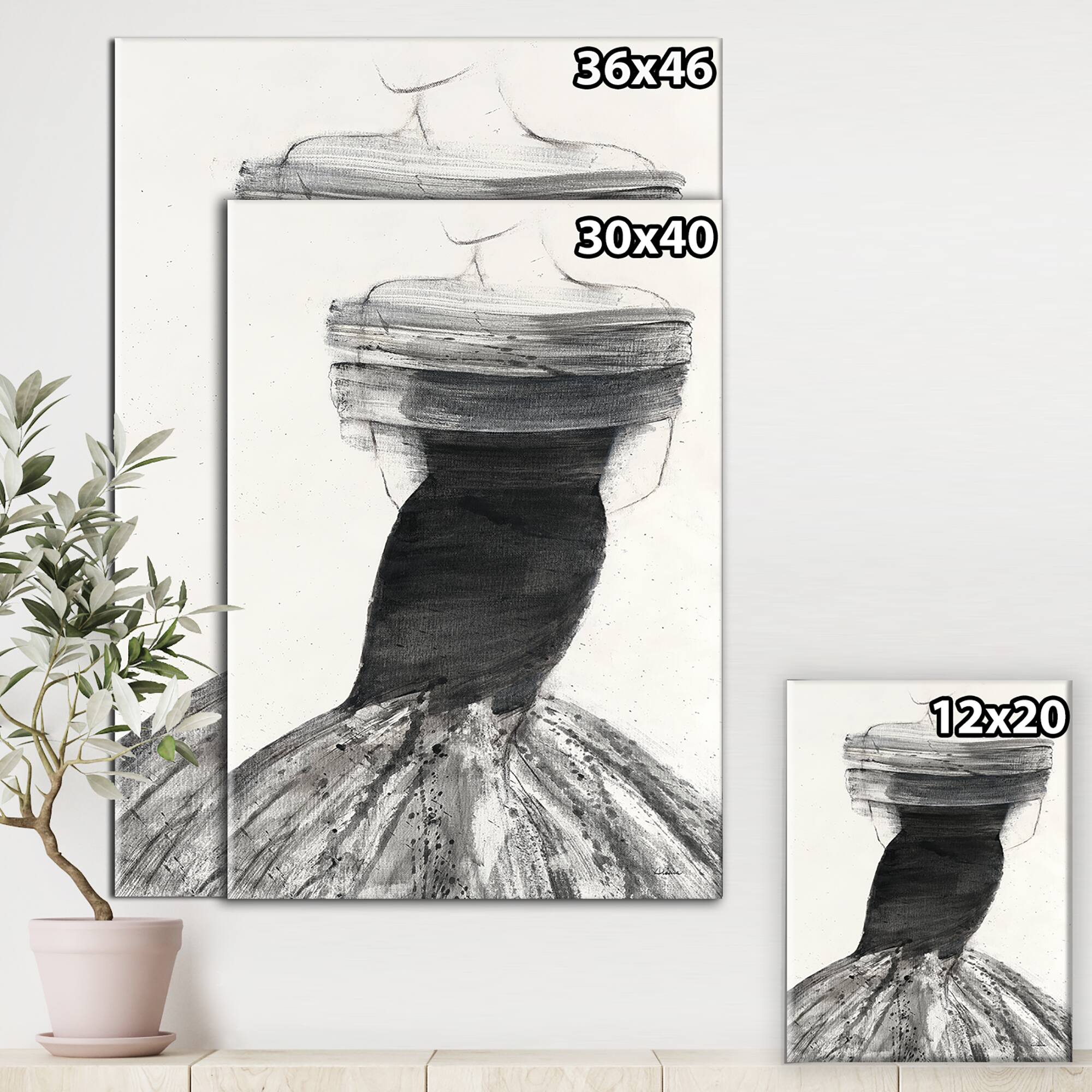 Designart - Glam and Fashion Feminine IV - Fashion Figures Premium Canvas Wall Art