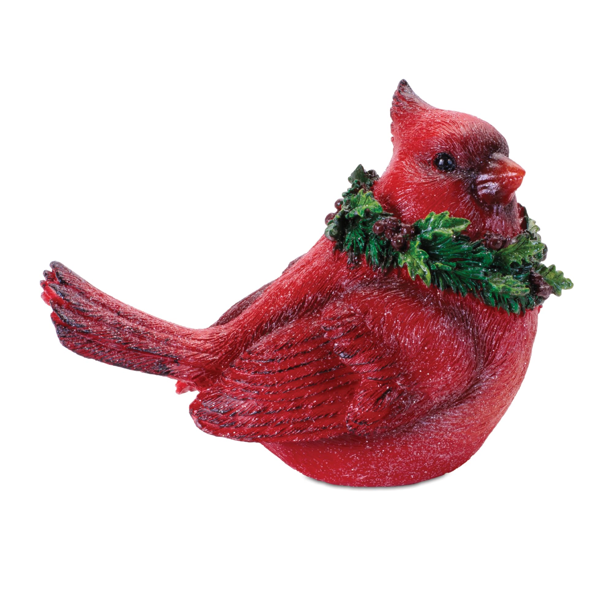 Melrose Red Cardinal Bird with Wreath Figurine Set