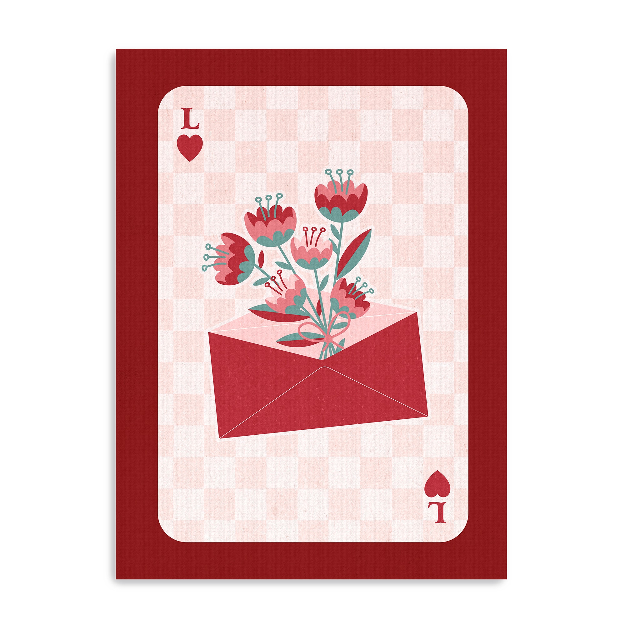 Retro Love Card - Flower Envelop Canvas Giclée Art