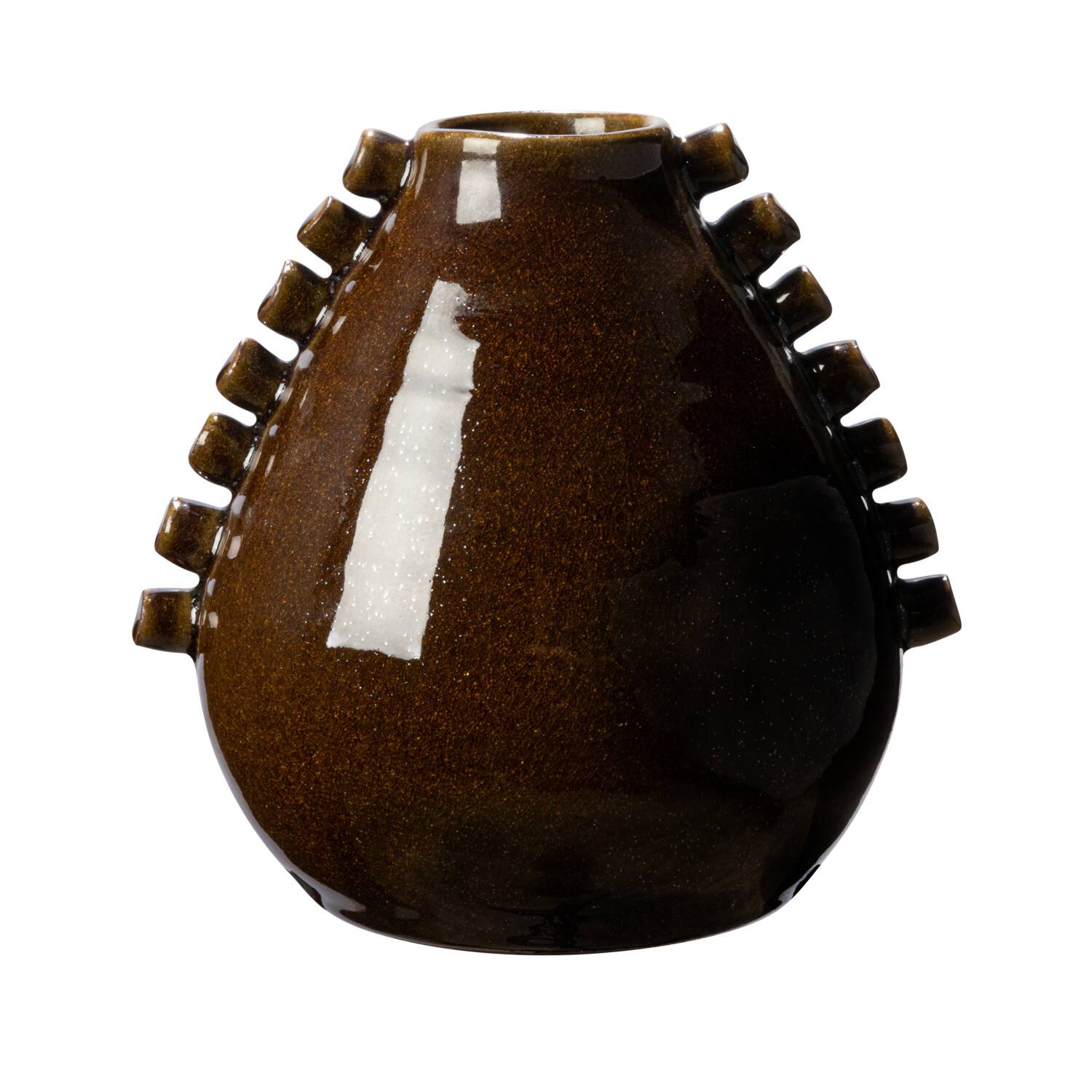 Hello Honey® 7" Brown Terra Cotta Vase with Hobnails