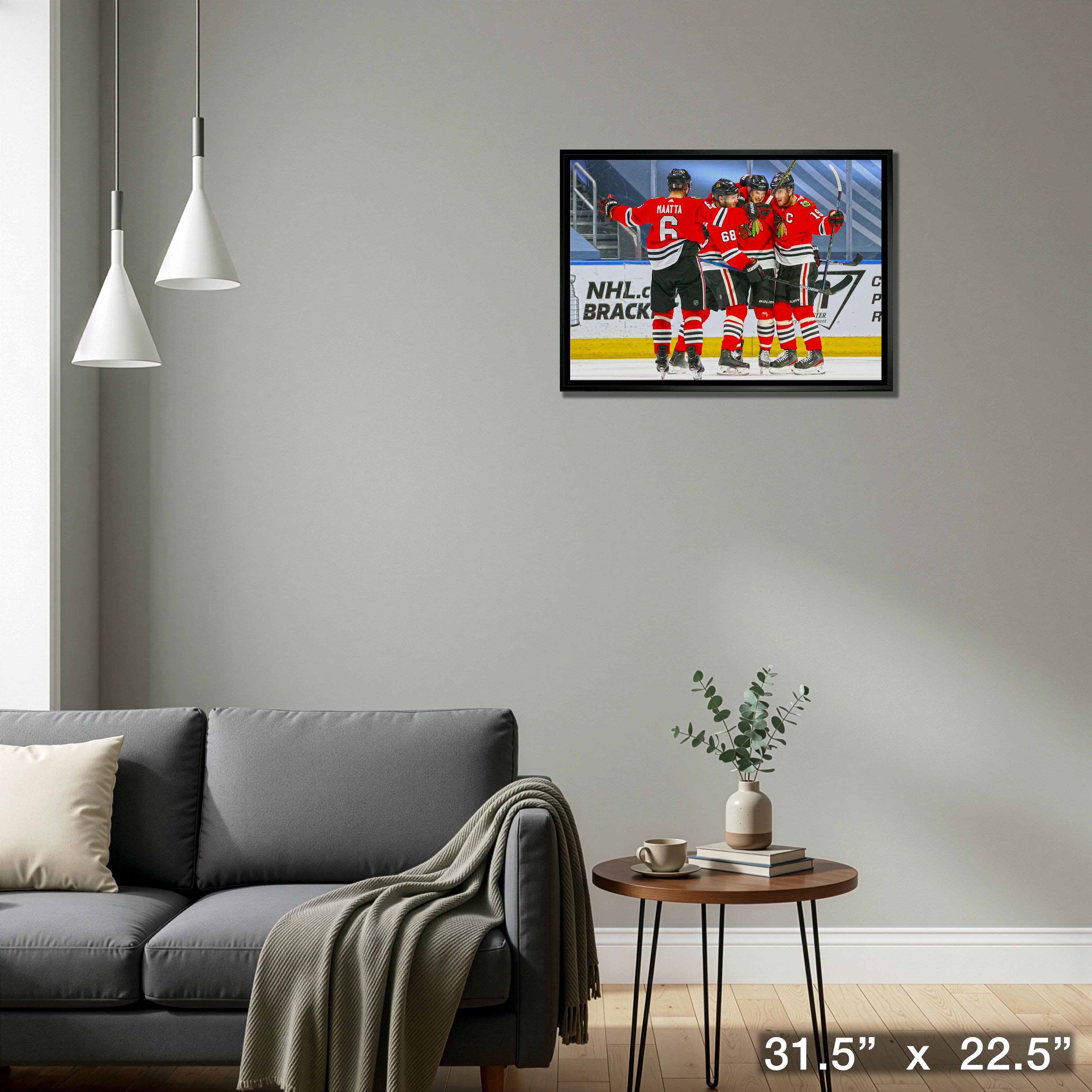 Chicago Blackhawks Framed 20" x 29" Goal Celebration Canvas 31.5" x 22.5"