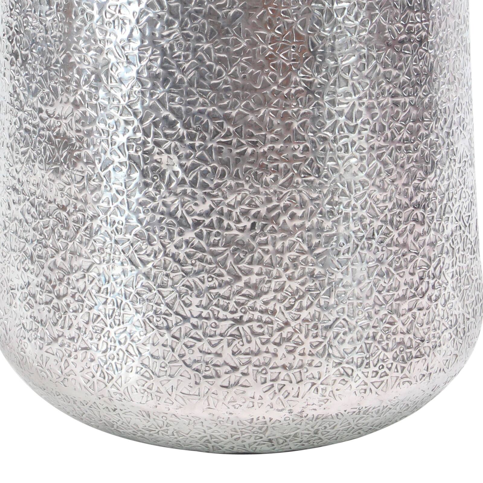 Set of 3 Silver Aluminum Glam Planter, 12", 16", 20"