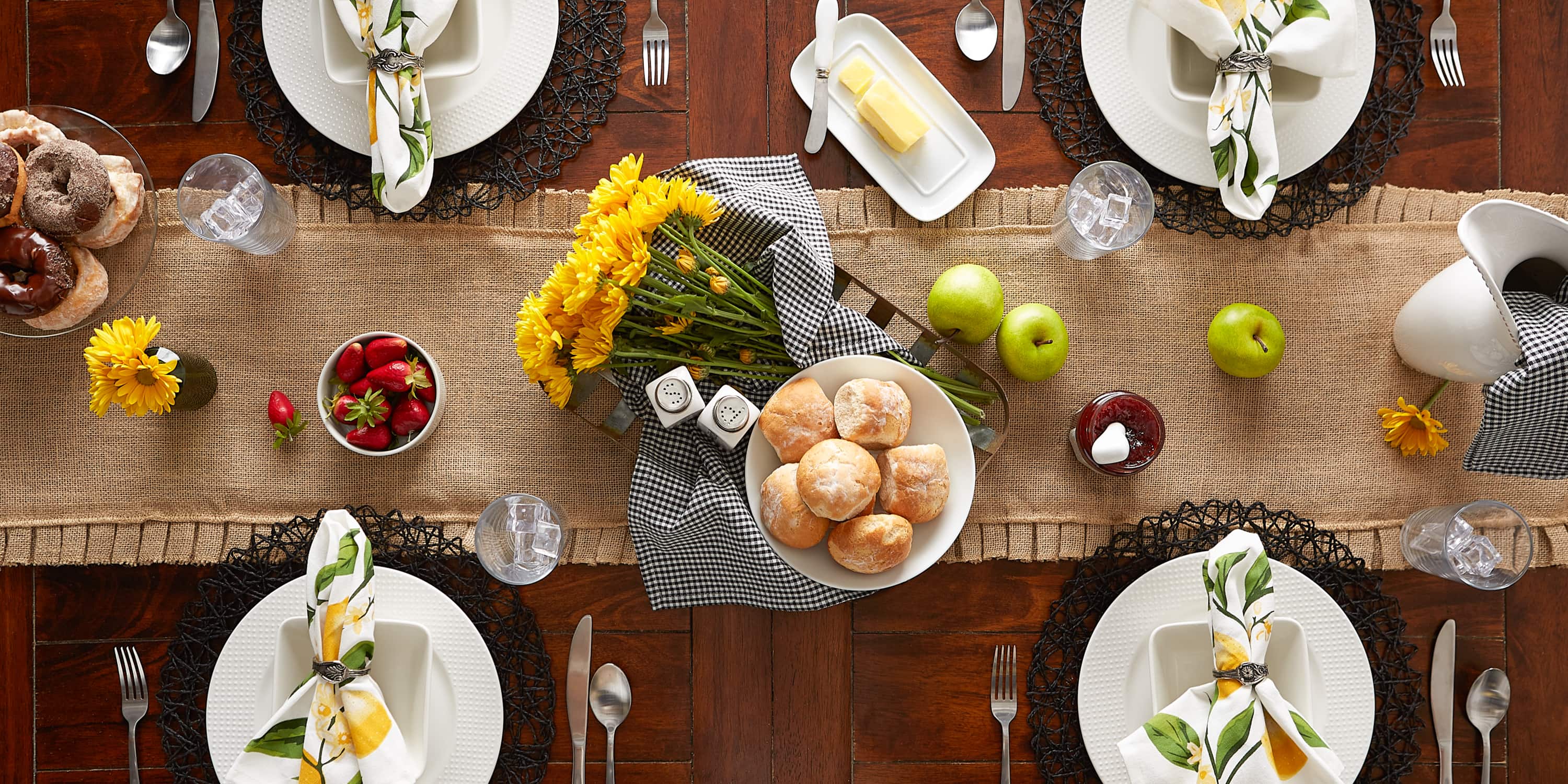DII® Natural Ruffle Trim Jute Table Runner