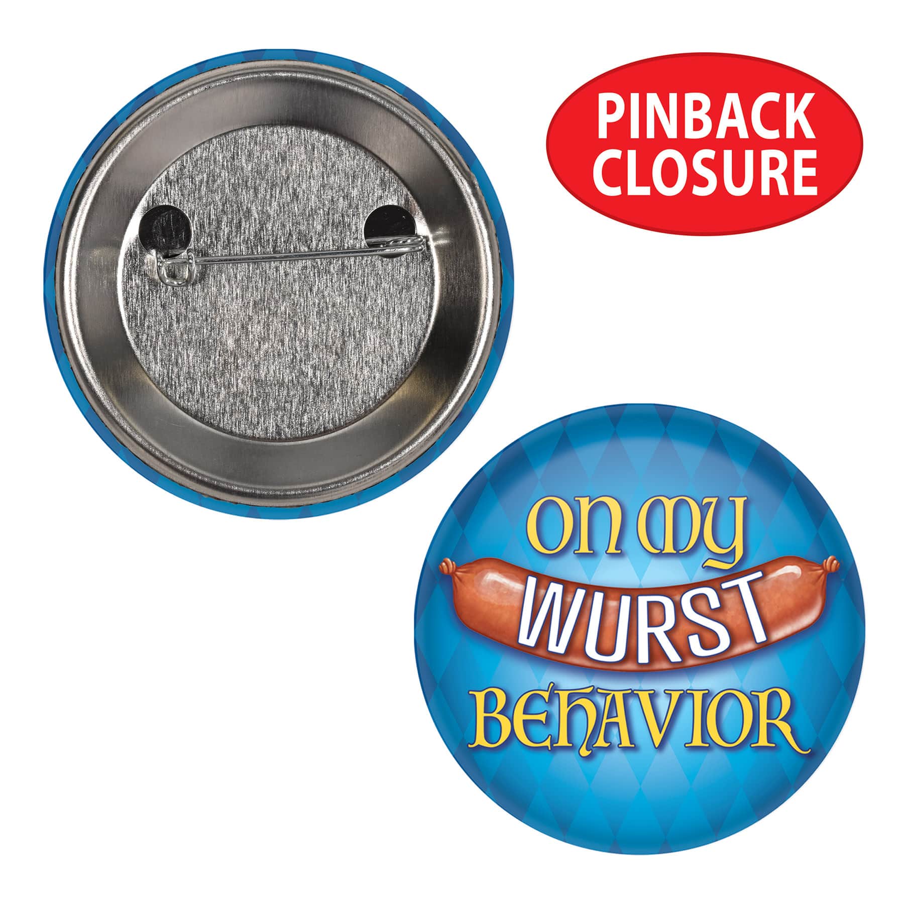 Beistle 2" On My Wurst Behavior Buttons, 6ct.