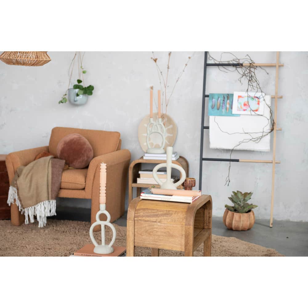 Hello Honey® 12" Ivory Modern Sculptural Taper Candle Holder