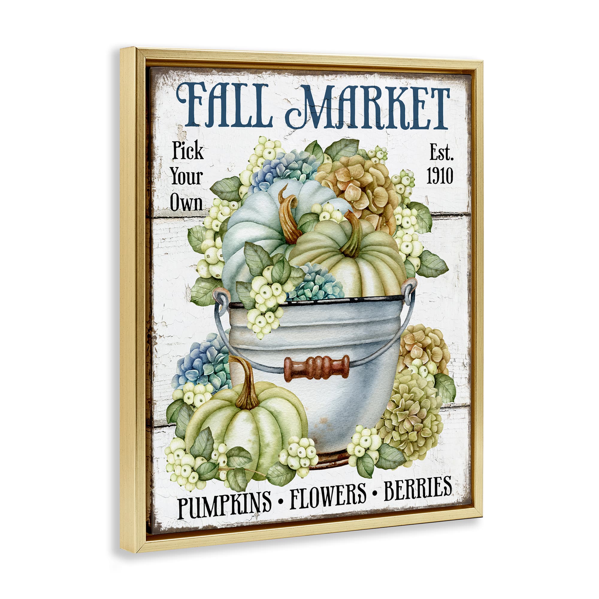 Stupell Industries Vintage Pumpkins & Hydgrangea Floater Framed Art