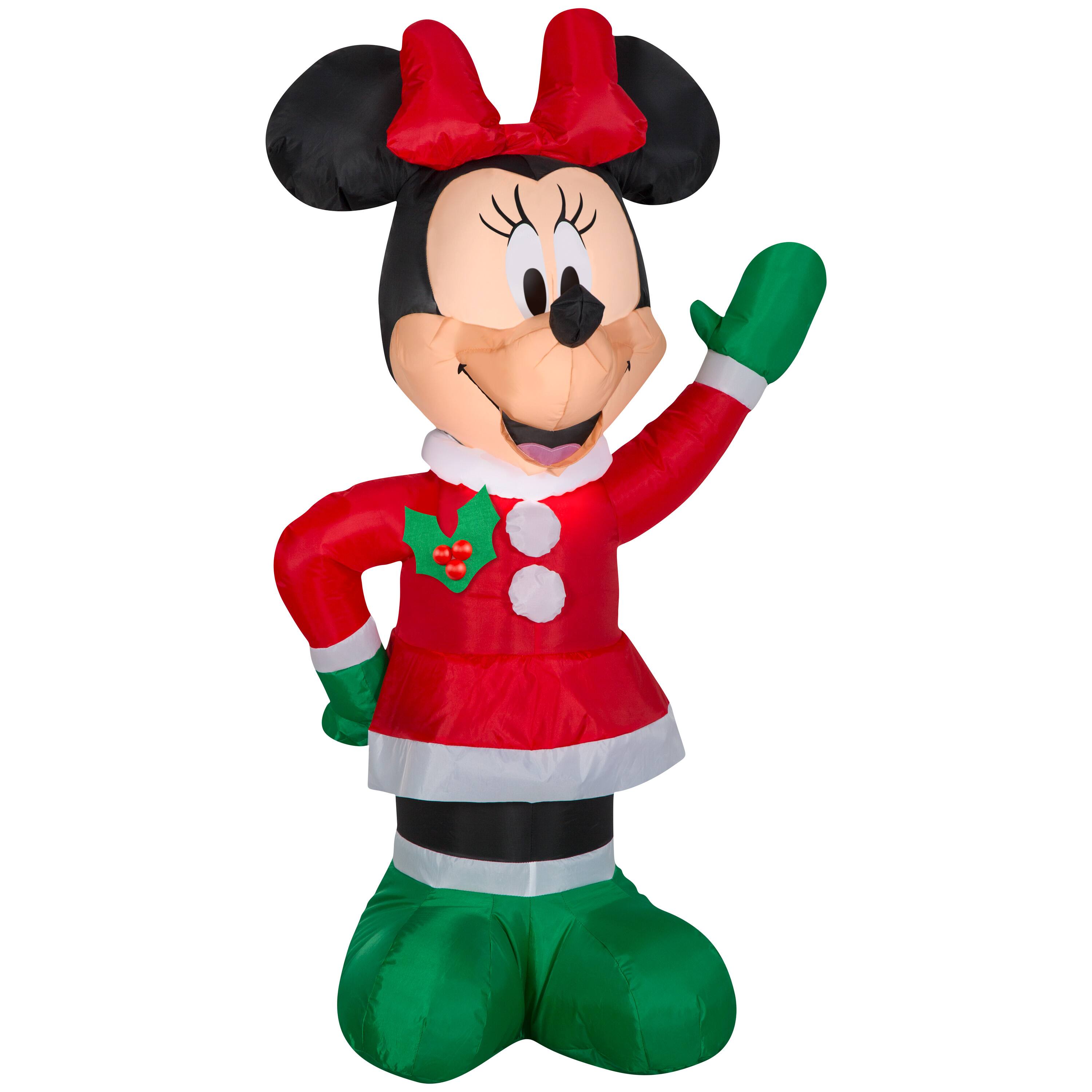 3.5ft. Airblown® Disney® Inflatable Minnie Mouse in Holiday Outfit with Christmas Light Décor