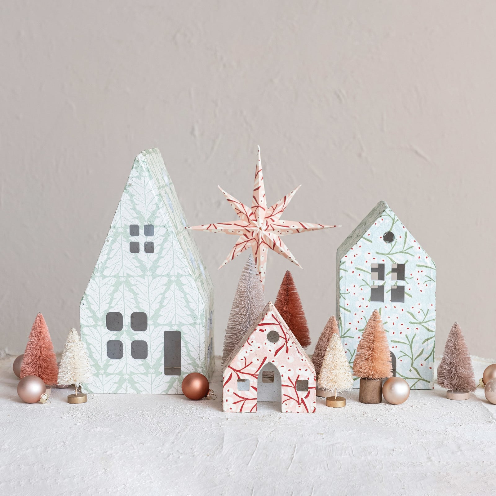 Hello Honey® Printed Paper Mache House Set with Berry & Tree Patterns
