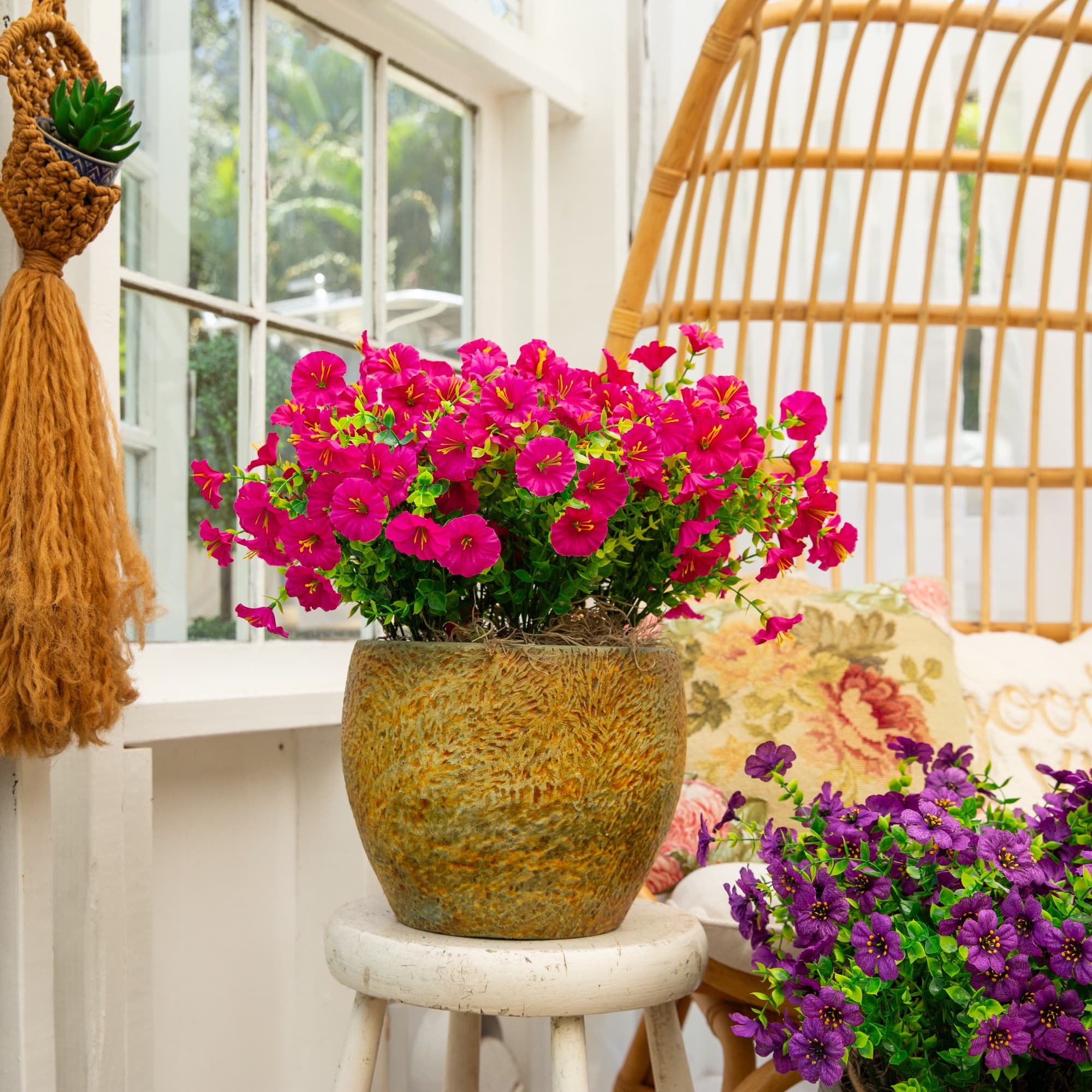 14" UV Resistant Artificial Morning Glory Bushes, 12ct.