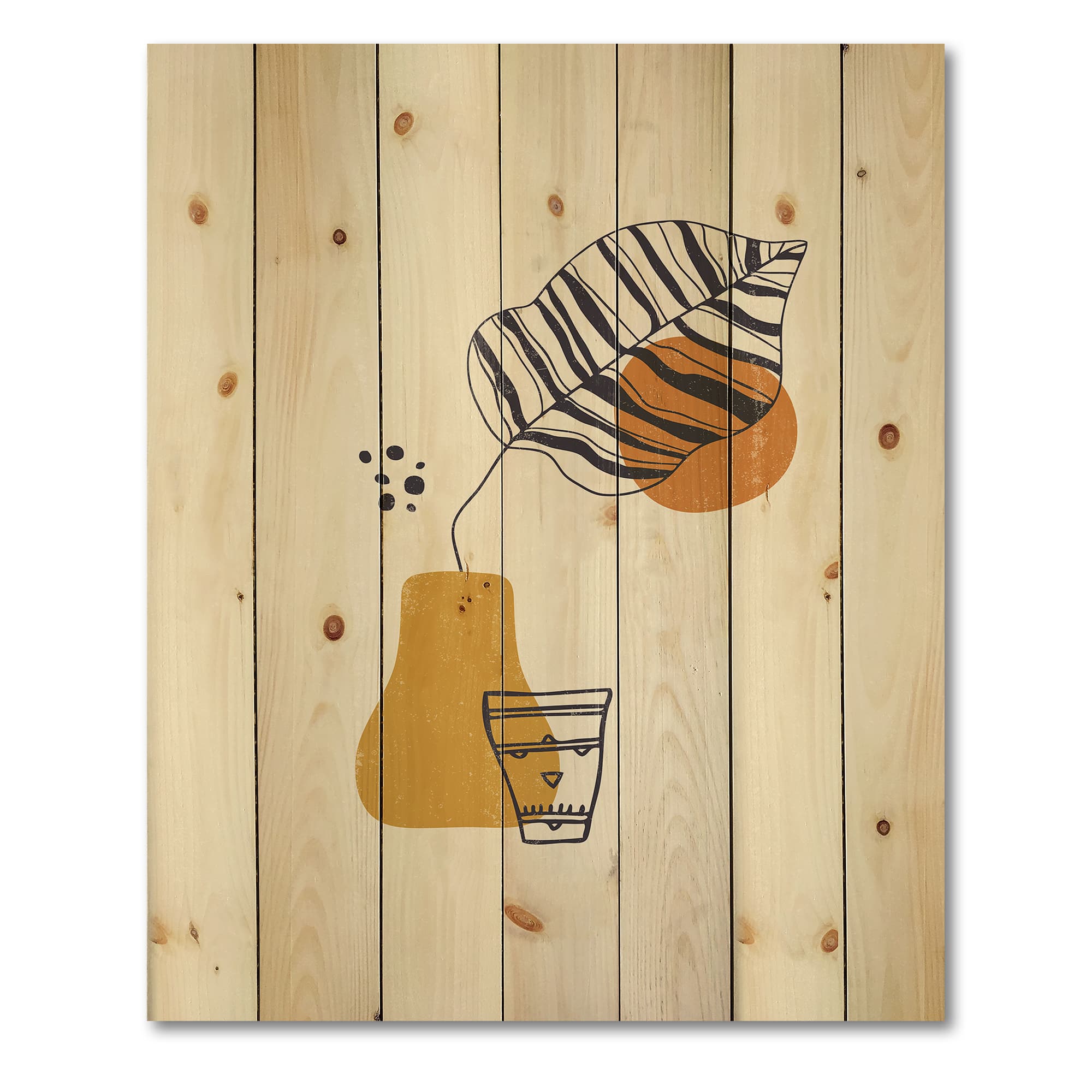 Designart - Botanical Minimalist Leaf With Abstract Shapes III