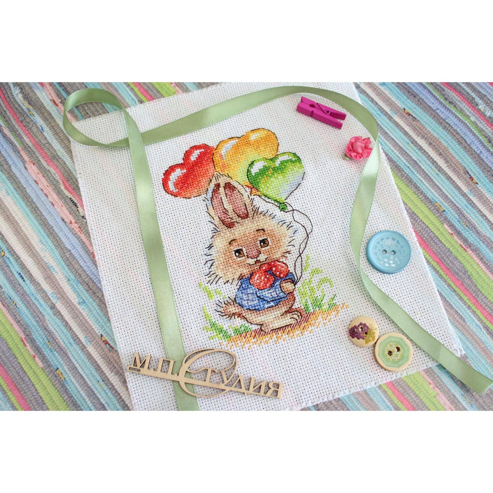 MP Studia Bunny With Balloons Cross Stitch Kit