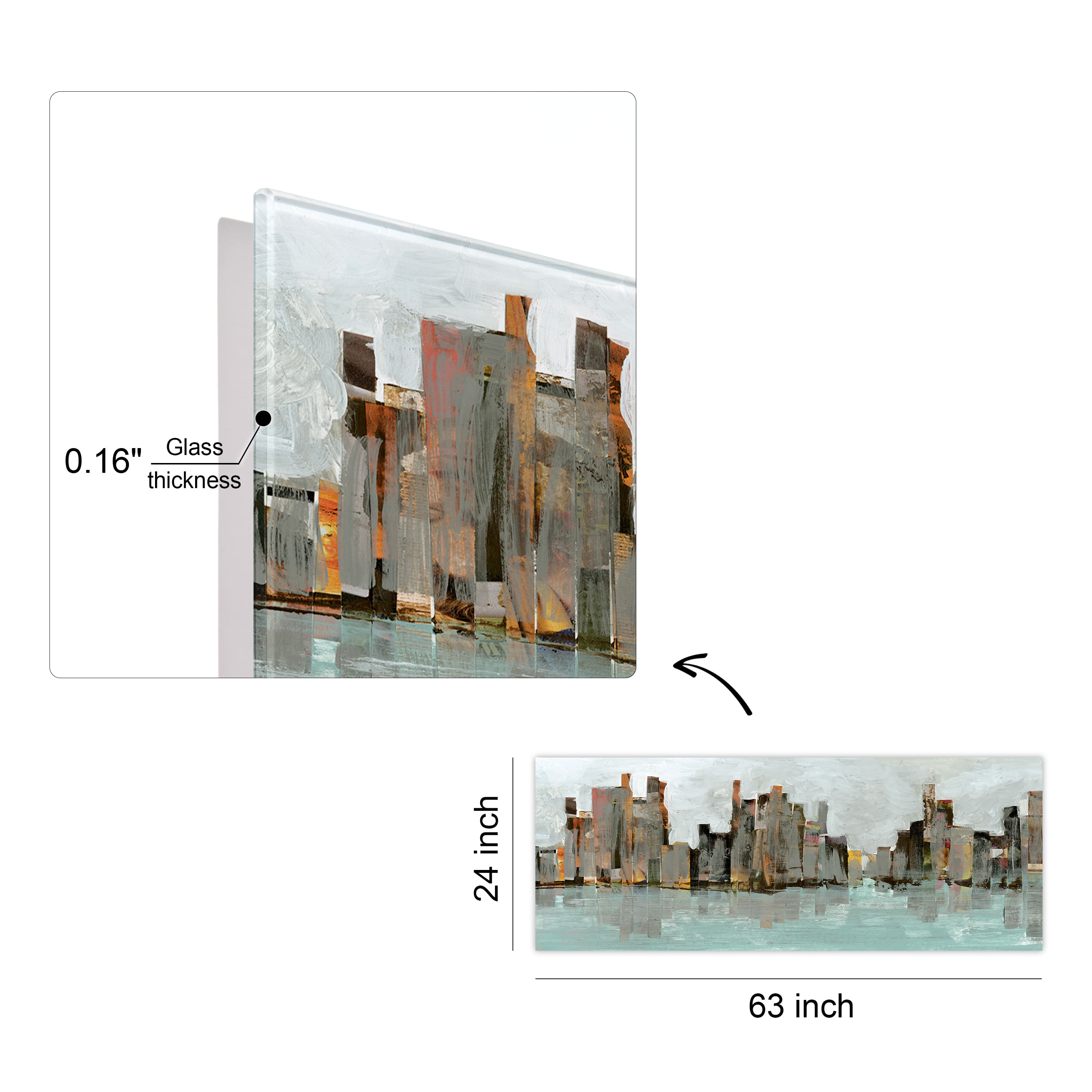Empire Art Direct 63" x 24" City Abstract Chicago Skyline Frameless Printed Tempered Glass Wall Art