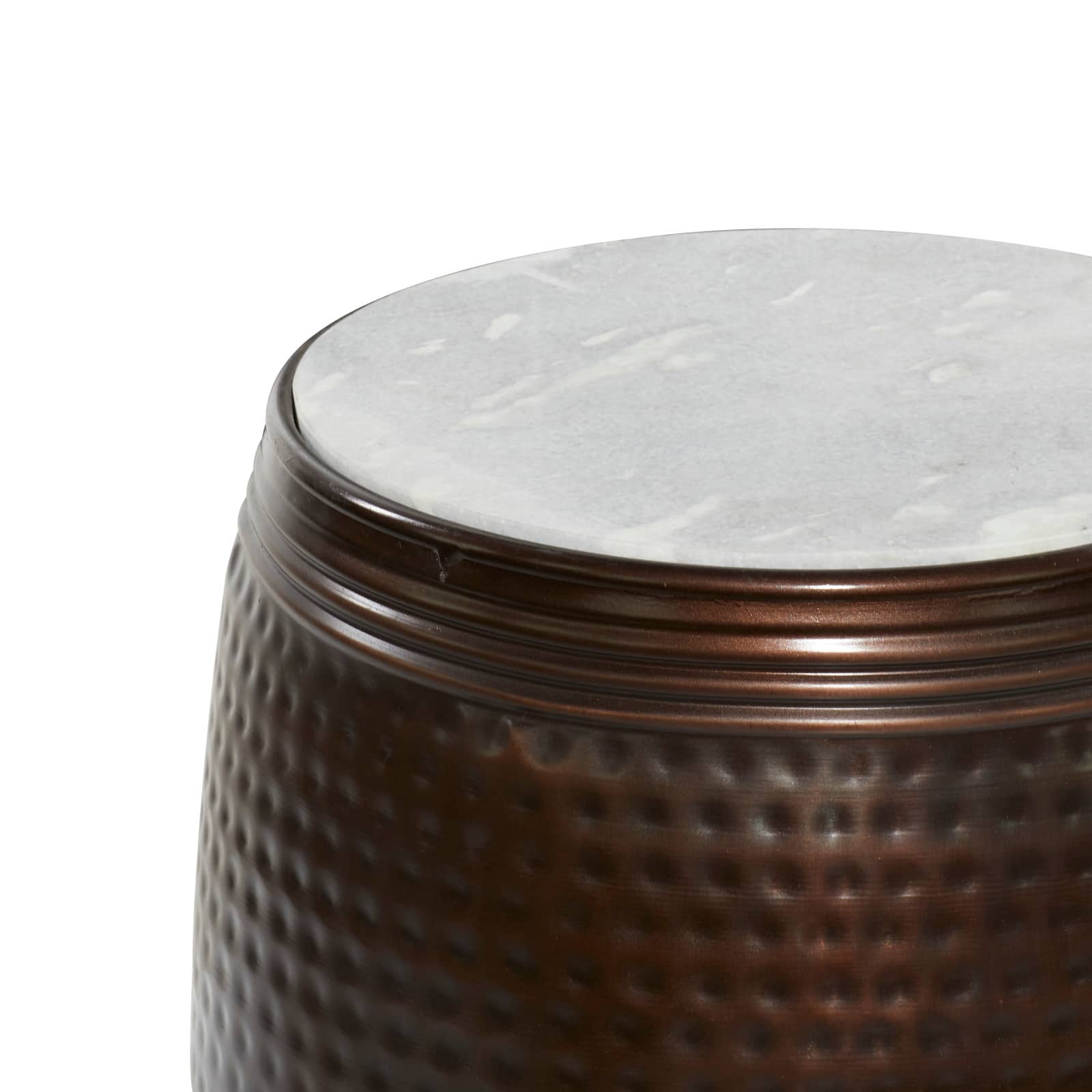Brown Iron & Marble Industrial Accent Table