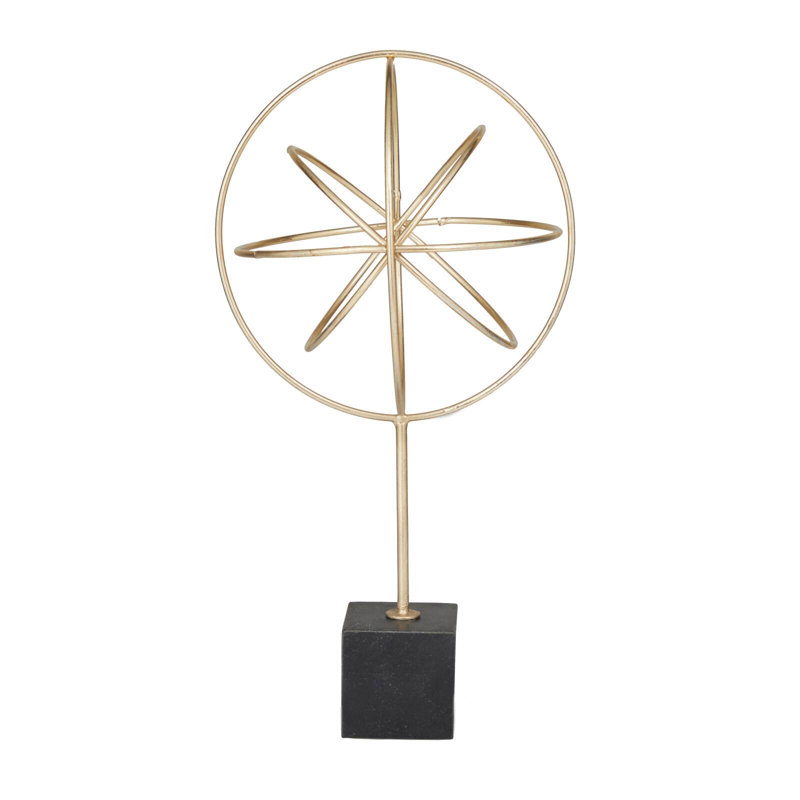 CosmoLiving by Cosmopolitan Gold Marble Contemporary Sculpture, 18" x 9" x 9"