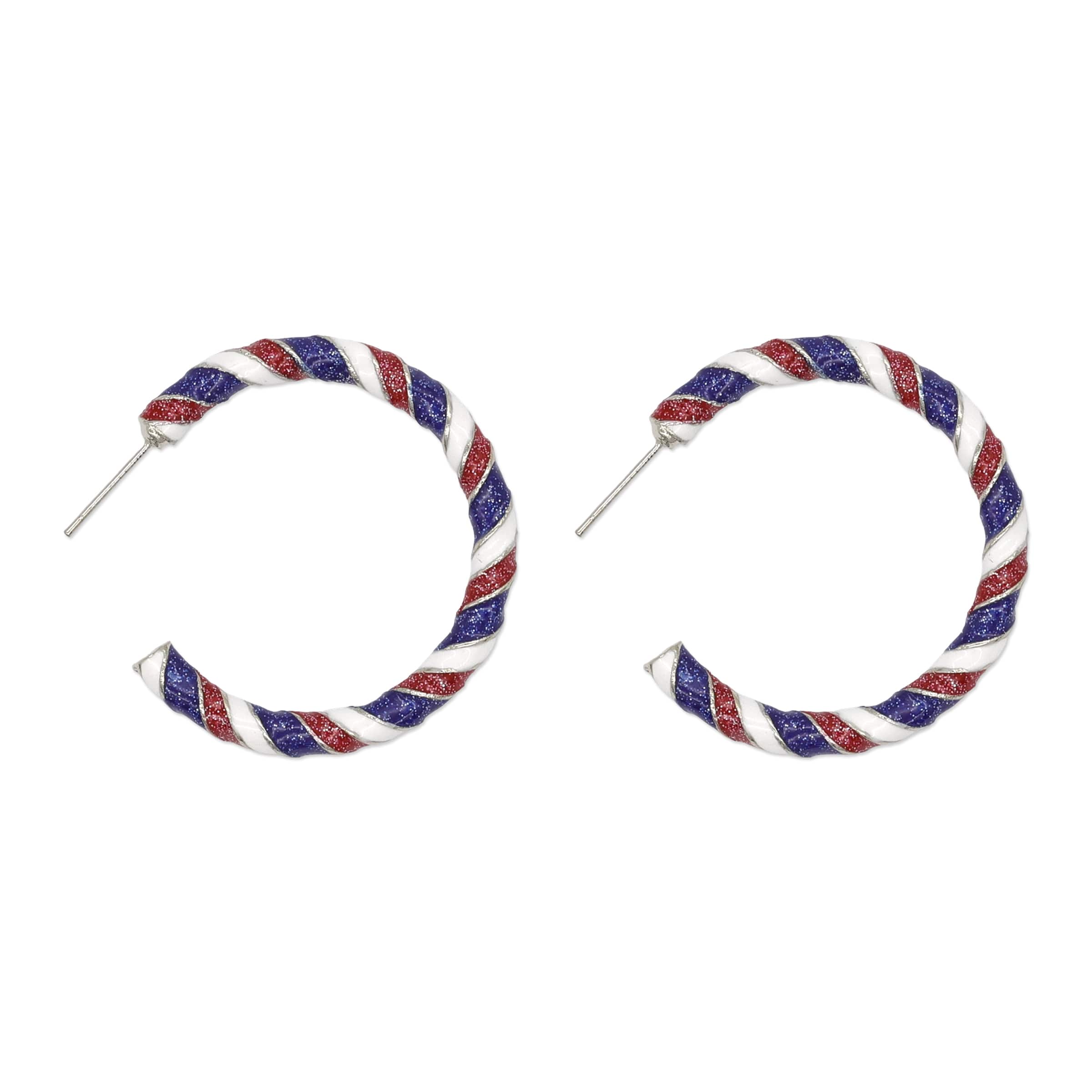 Red, White & Blue Striped Hoop Earrings by Celebrate It™