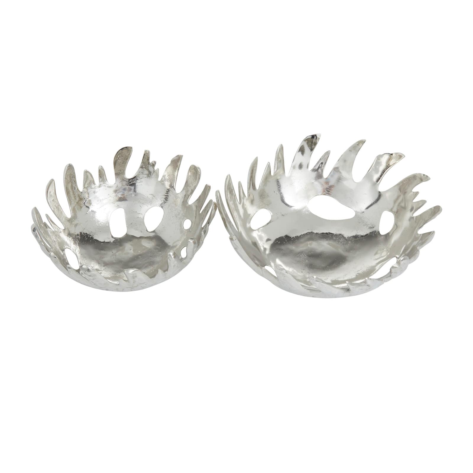 Silver Aluminum Contemporary Decorative Bowl 6",5"
