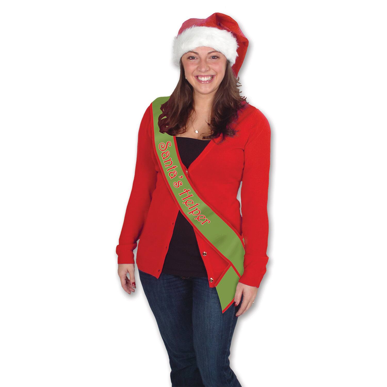 Beistle 33" x 4" Santa's Helper Satin Sashes, 2 Pack