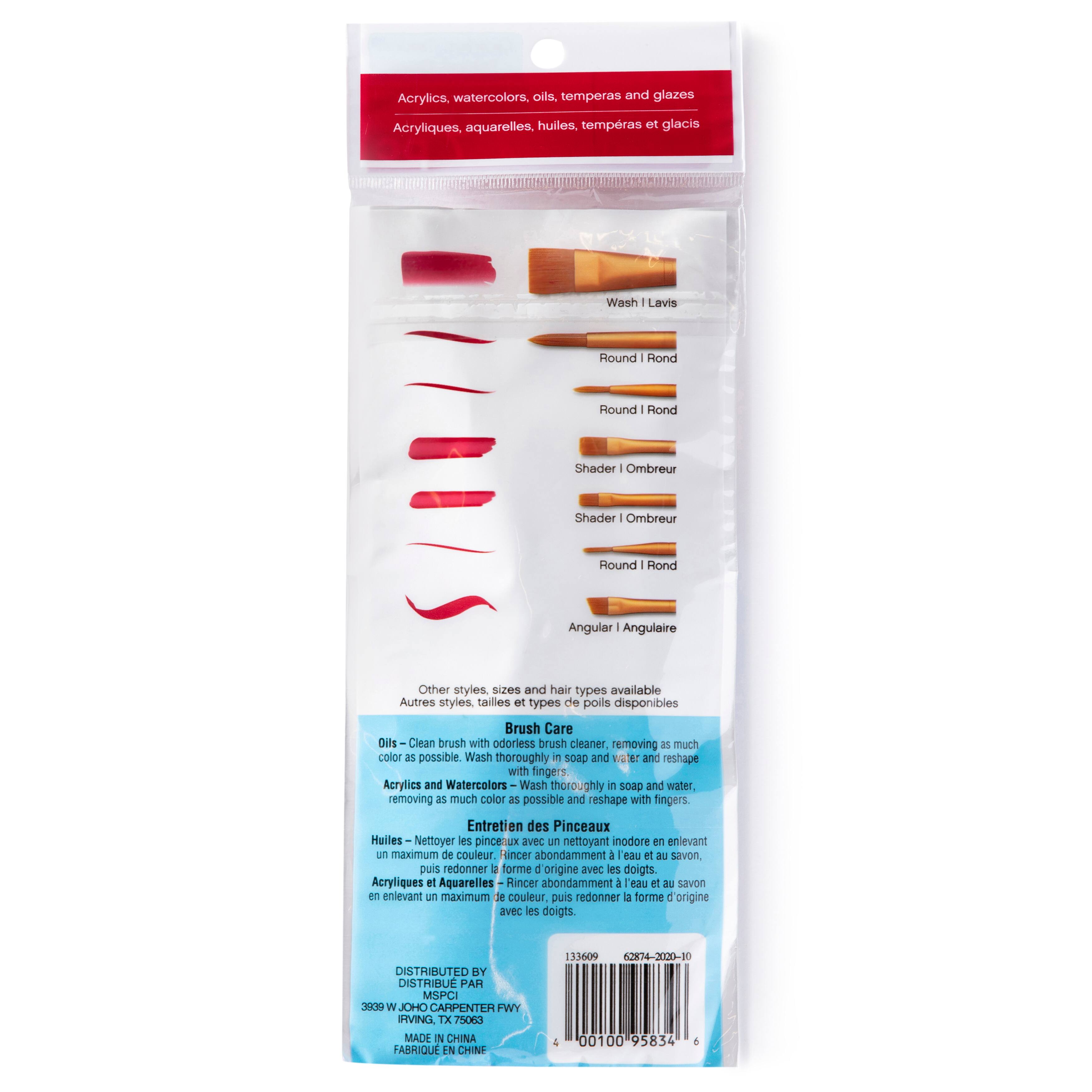 9 Pack: Golden Taklon Flat Variety Brush Set by Craft Smart®