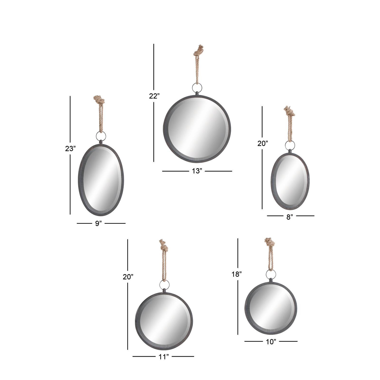 Gray Metal Glam Hanging Wall Mirrors, 5ct.