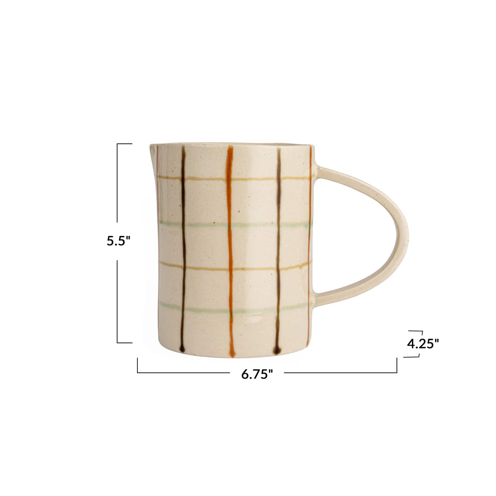 Hello Honey® 32oz. Multicolor Stoneware Pitcher with Checkered Pattern