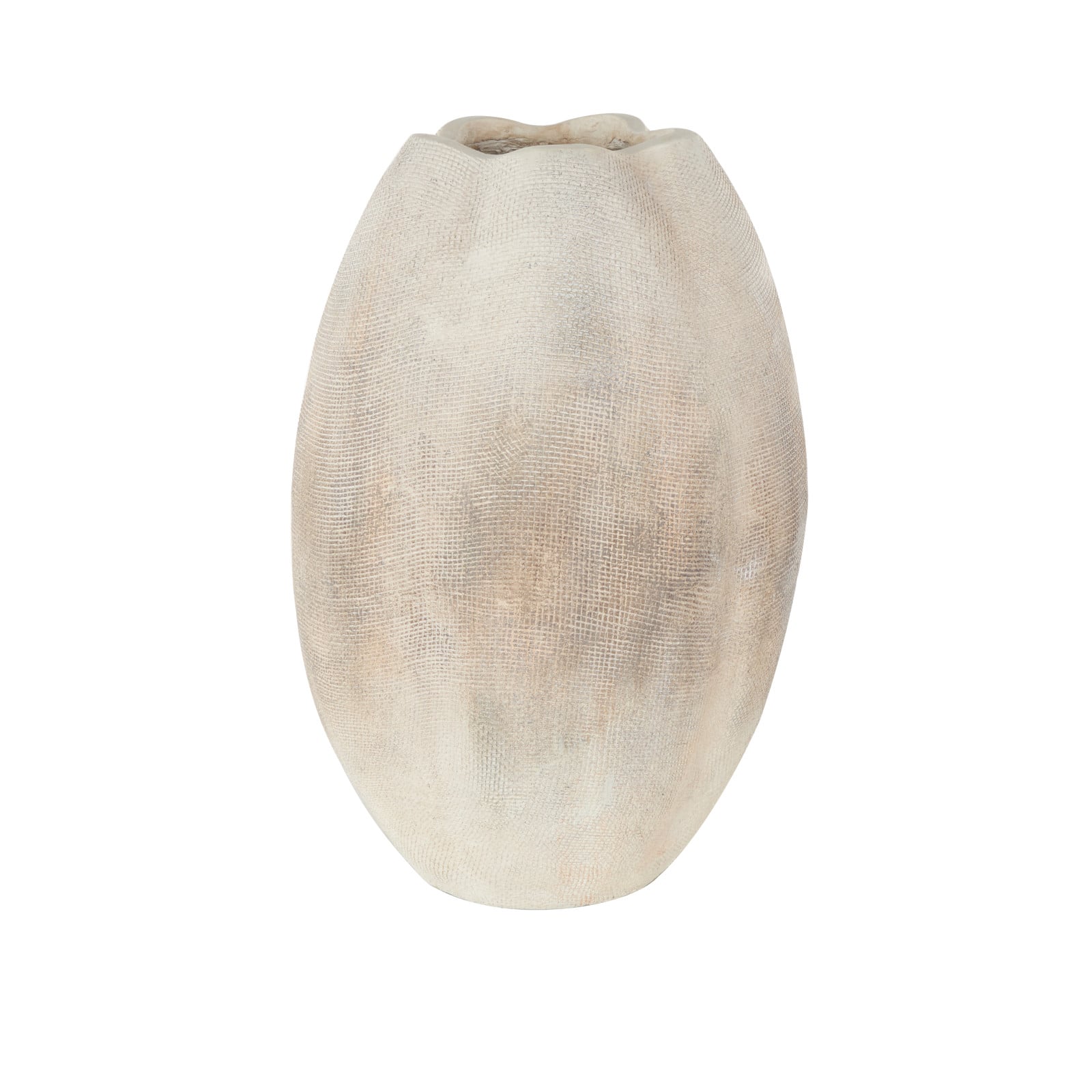 20" Cream Antique with Checkered Patterns Magnesium Oxide Decorative Vase