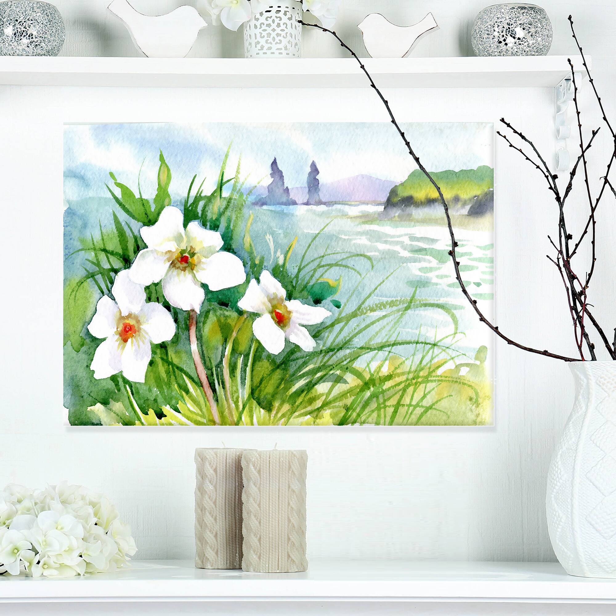 Designart - Blooming Flowers on Summer River
