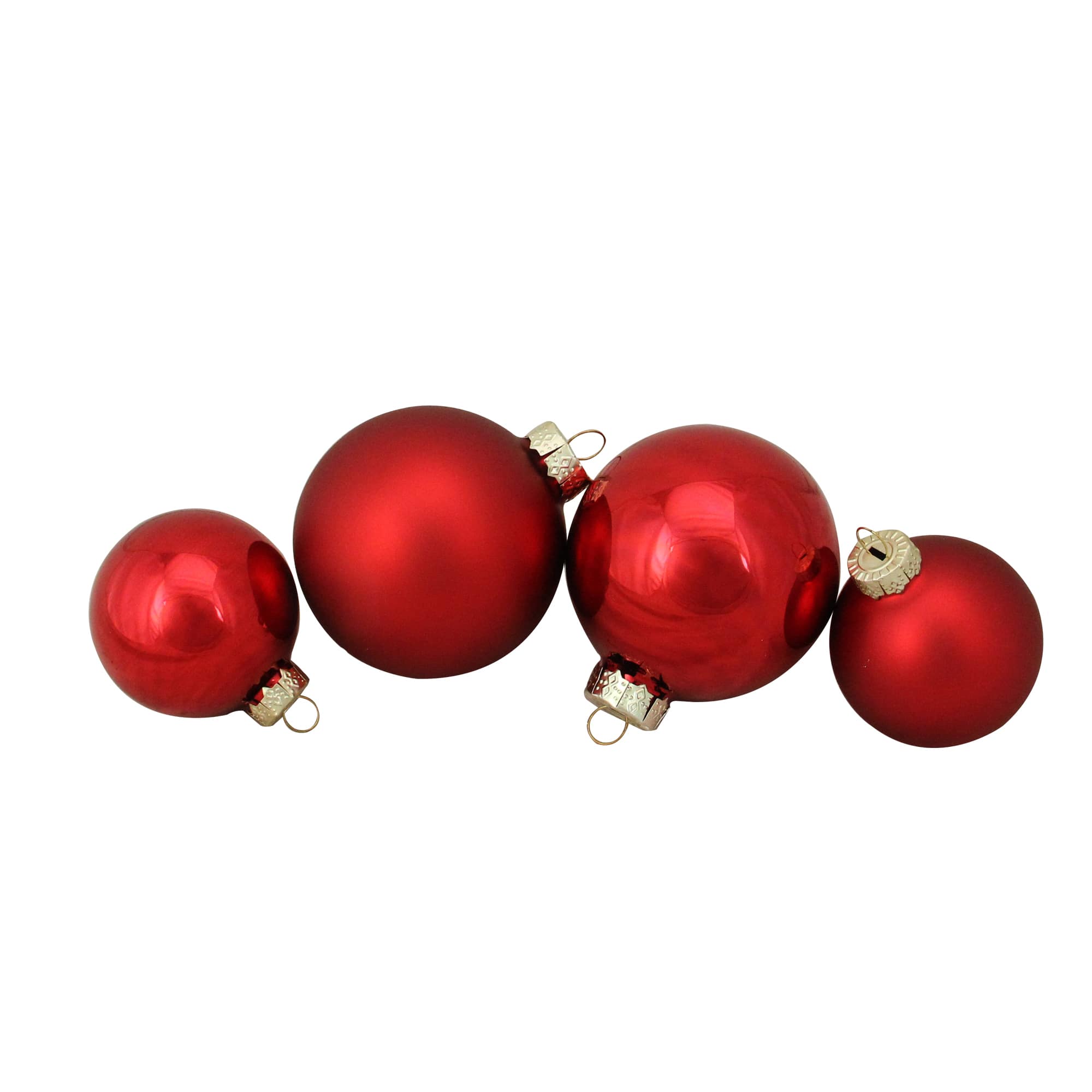 96ct. Shiny & Matte Red Glass Ball Ornaments