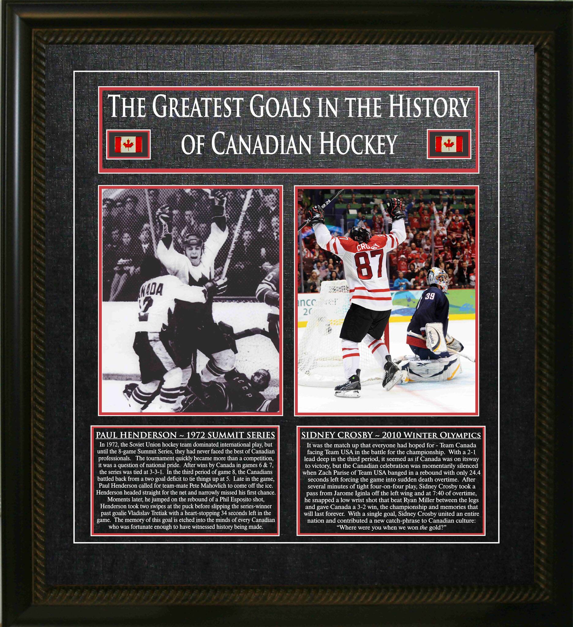 Sidney Crosby and Paul Henderson Framed 8" x 10" Canada's Greatest Goal Photos 24" x 27"