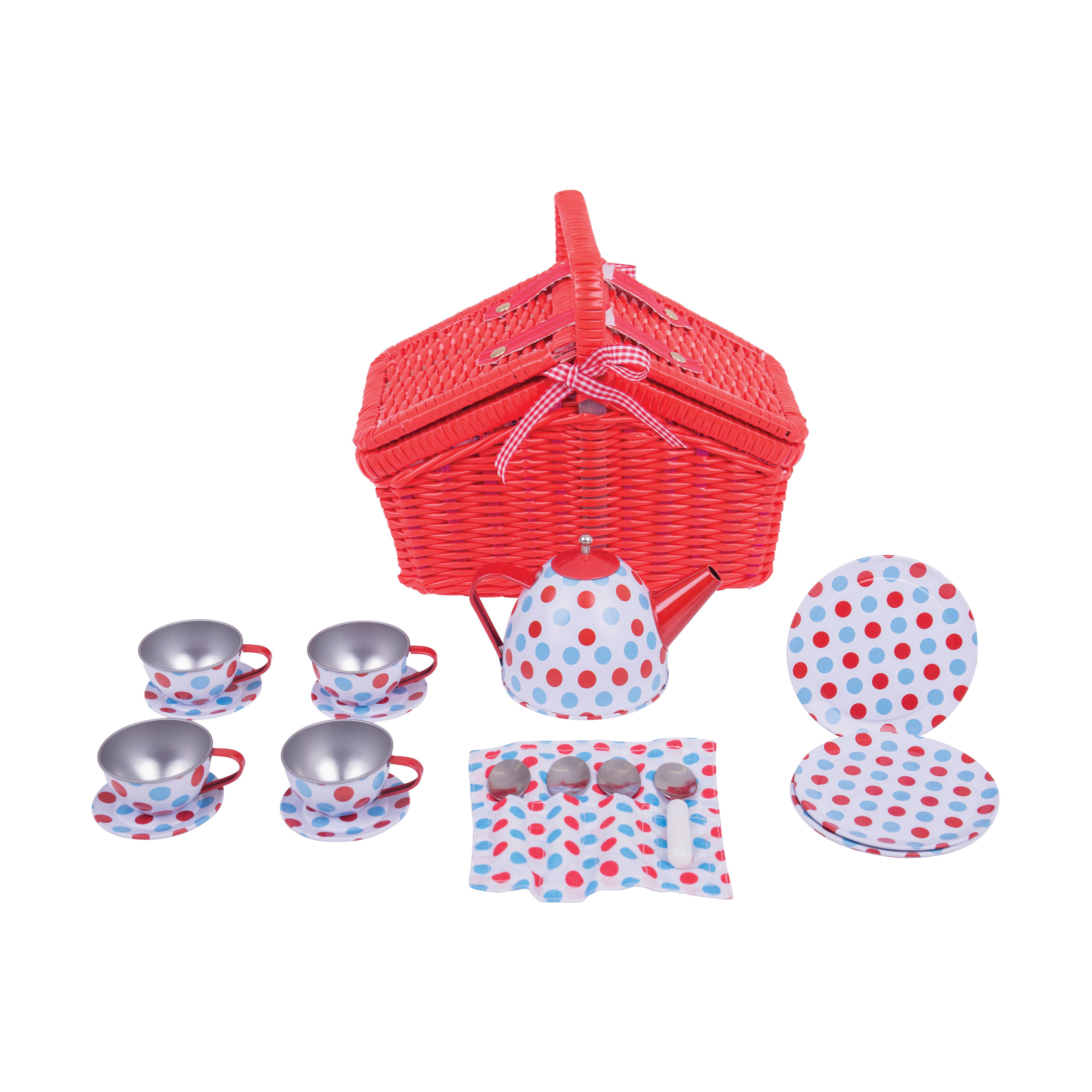 Tin Tea Set & Basket