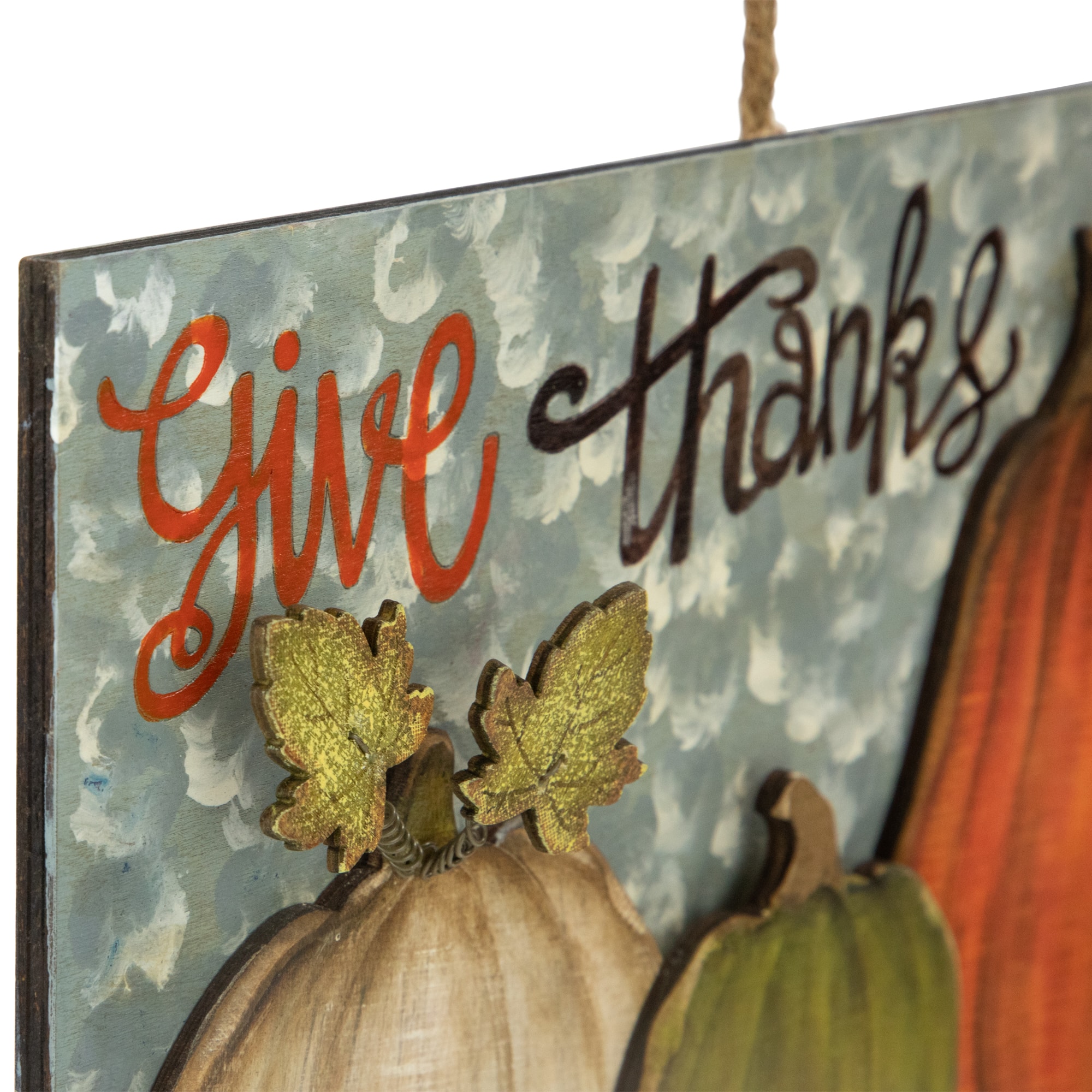 16.5" Give Thanks Fall Harvest Pumpkin Wall Sign