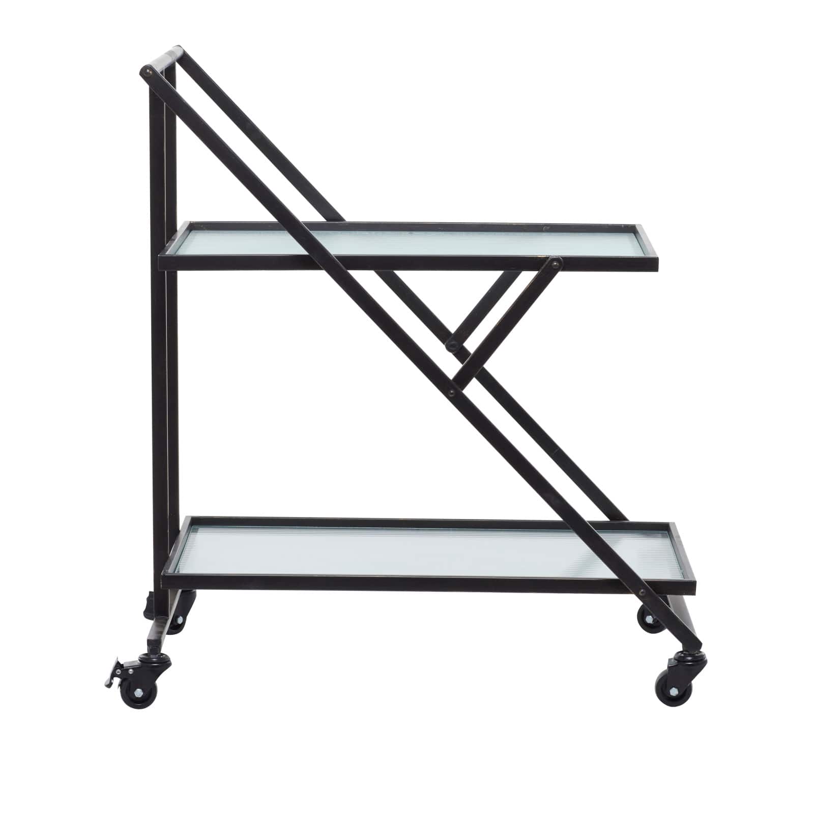 Black Iron Industrial Bar Cart, 32" x 25" x 18"