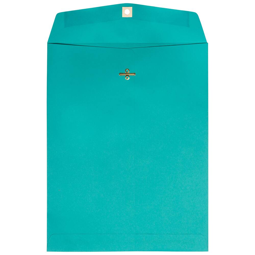 JAM Paper 10" x 13" Sea Blue Recycled Open End Catalog Colored Clasp Envelopes, 100ct.