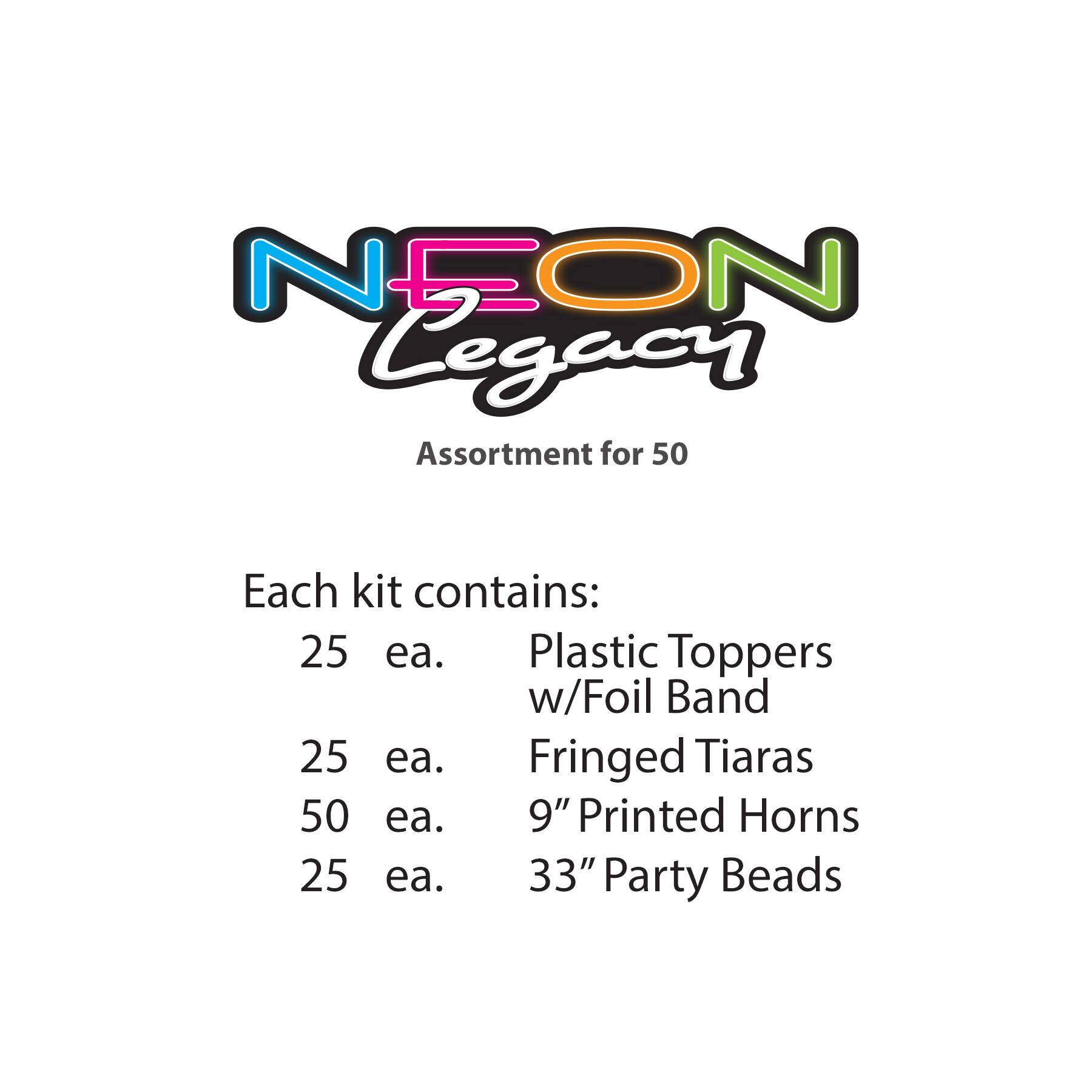 Beistle Neon New Year Legacy Party Favor Kit for 50