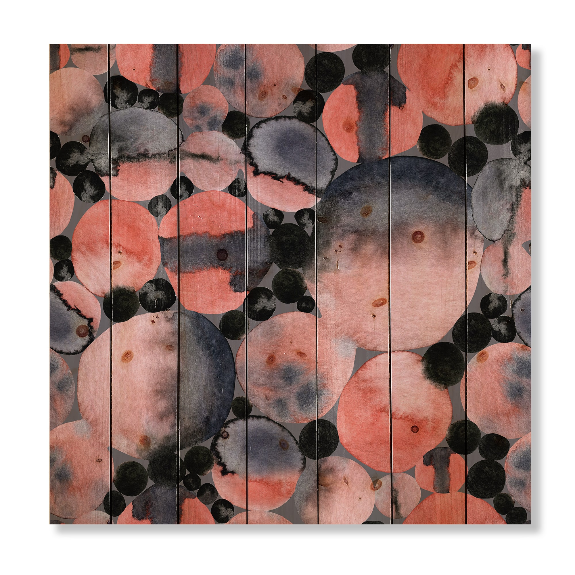 Designart - Abstract Geometric Polka Dots - Modern Print on Natural Pine Wood