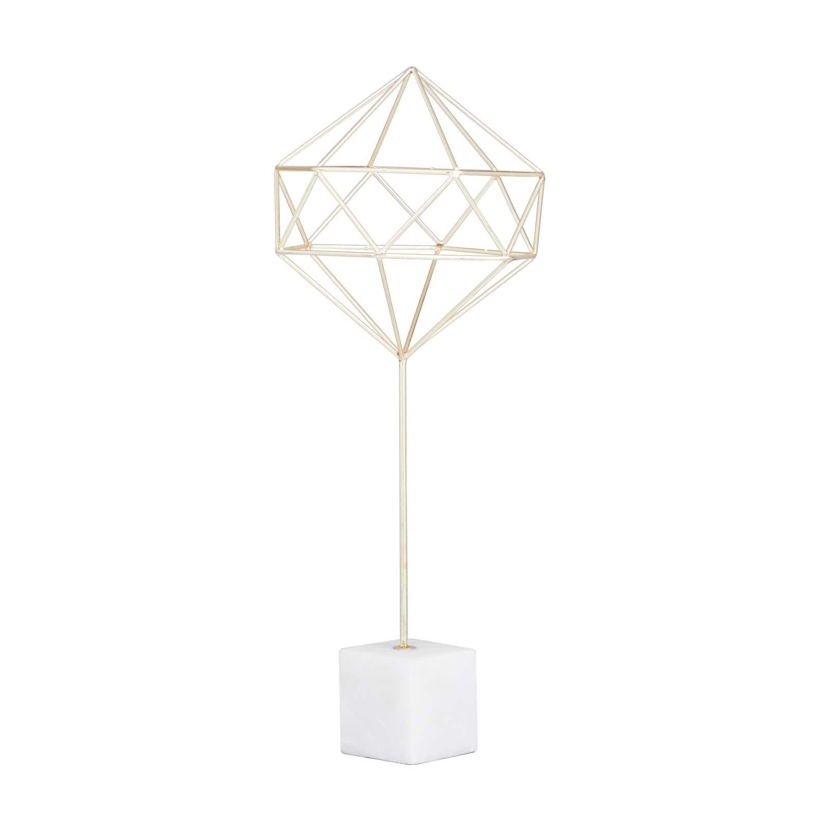 CosmoLiving by Cosmopolitan Gold Marble Contemporary Sculpture, 22" x 9" x 9"