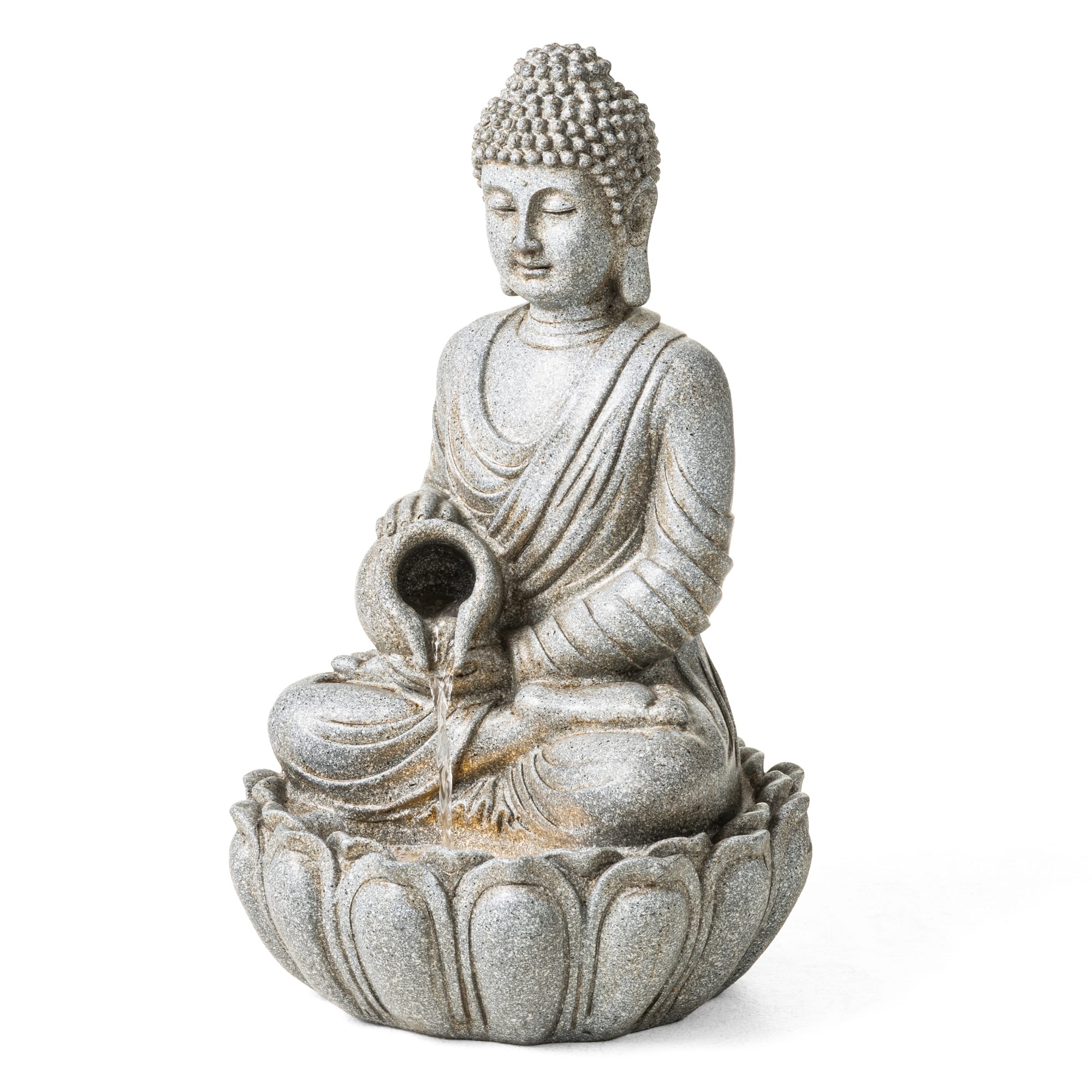 Glitzhome® 20.5" Zen-Style LED Meditating Buddha Outdoor Fountain