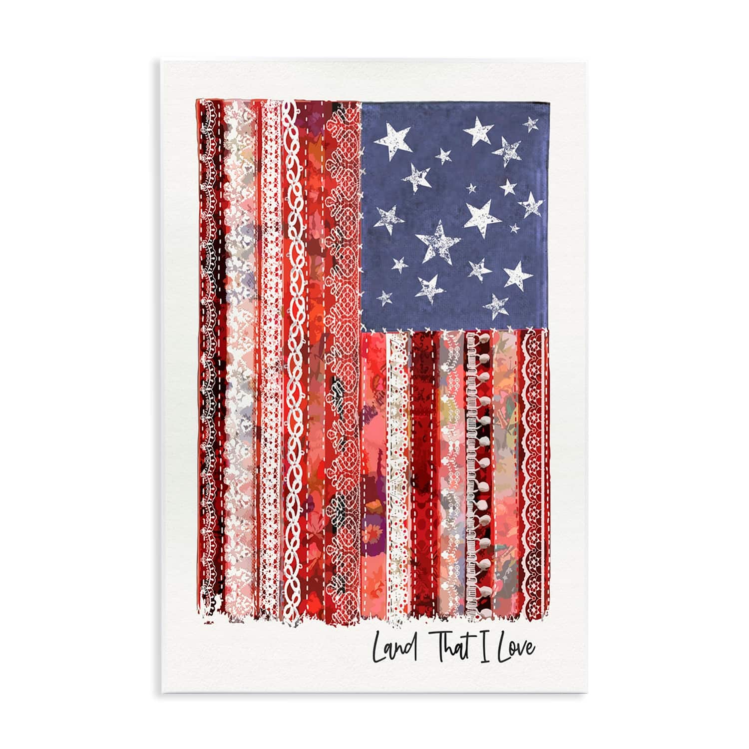 Stupell Industries Land That I Love Phrase Macram� American Flag Wall Plaque Art