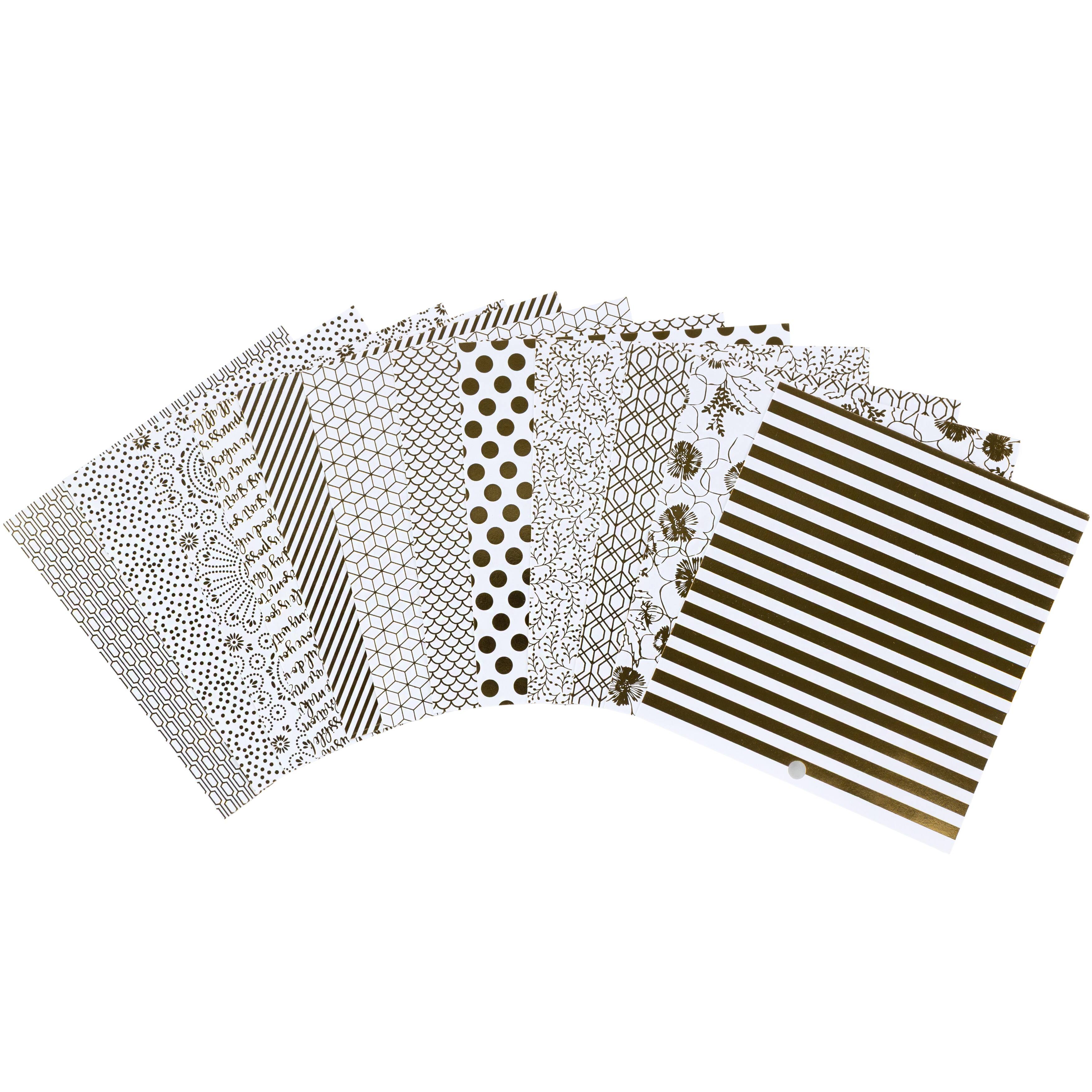 DCWV® 6" x 6" White with Gold Foil Single-Sided Cardstock Stack, 40 Sheets