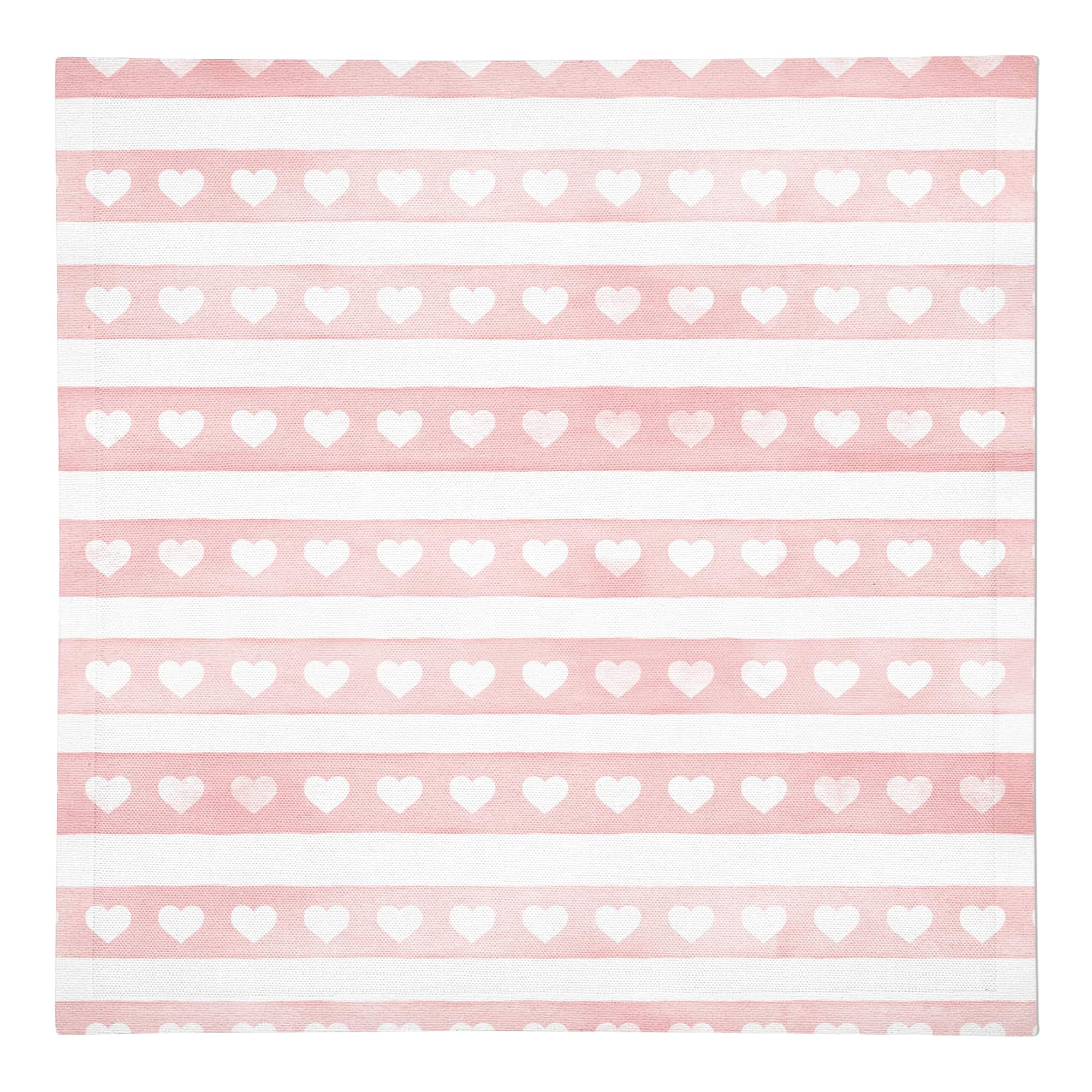 Simple Watercolor Stripe Heart Beverage Napkin