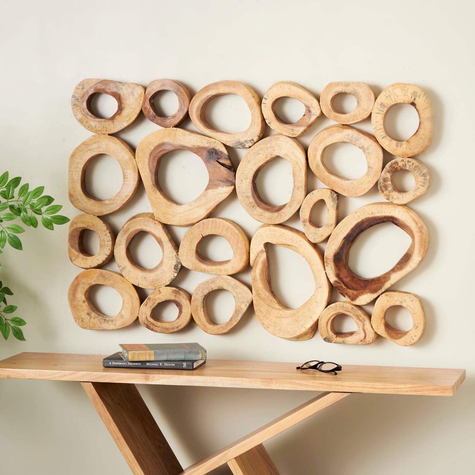 40" x 28" Brown Wood Abstract Wall Décor