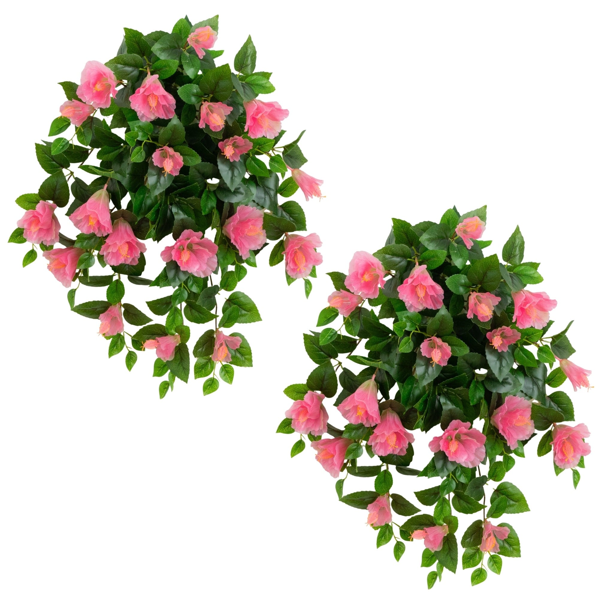 24" UV Resistant Artificial Hibiscus Hanging Plants