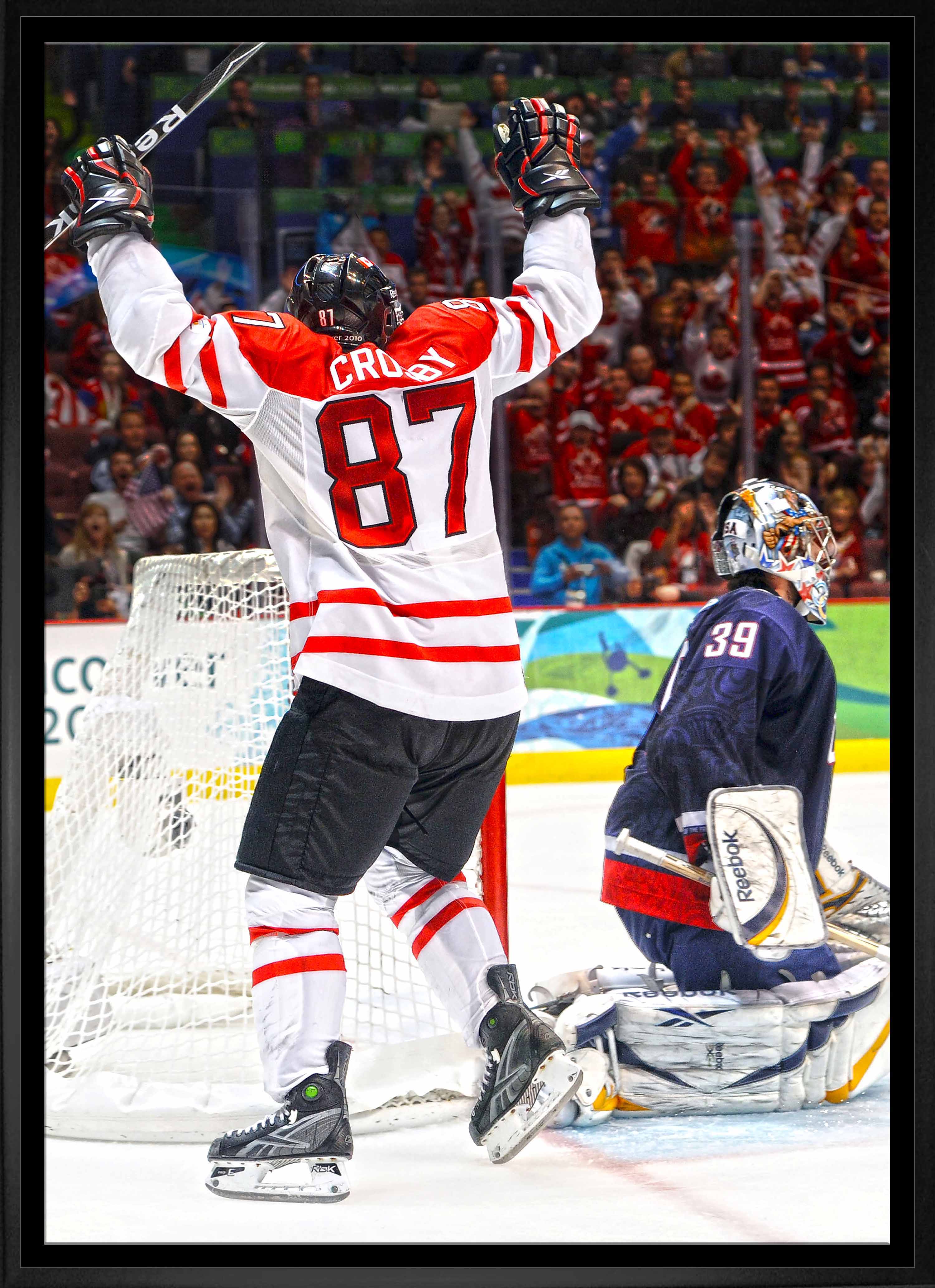 Sidney Crosby Team Canada Framed 20" x 29" Golden Goal Celebration Canvas