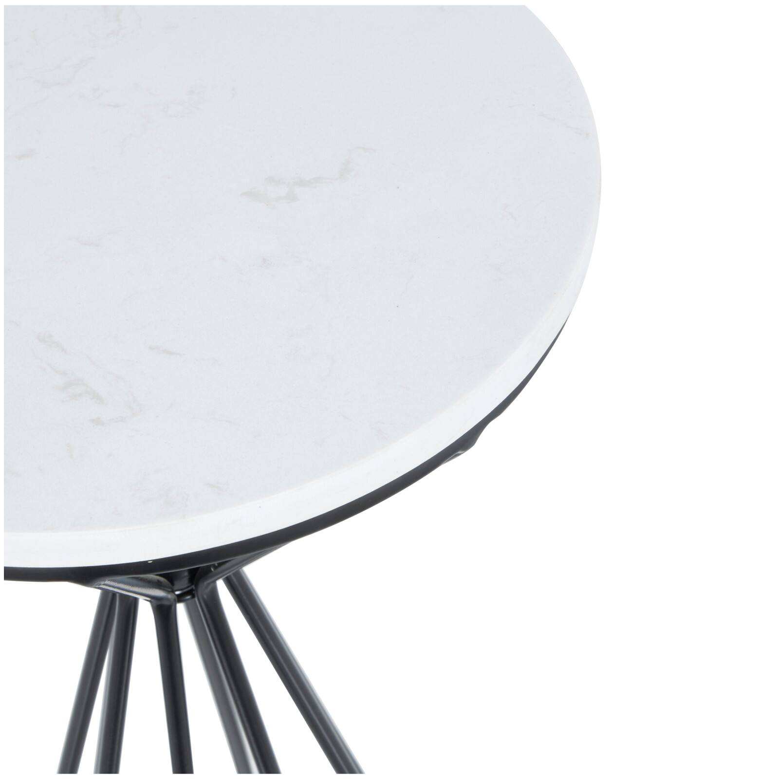 Black Metal Geometric Cone Shaped Rod Plant Stand with Marble Tabletop Set