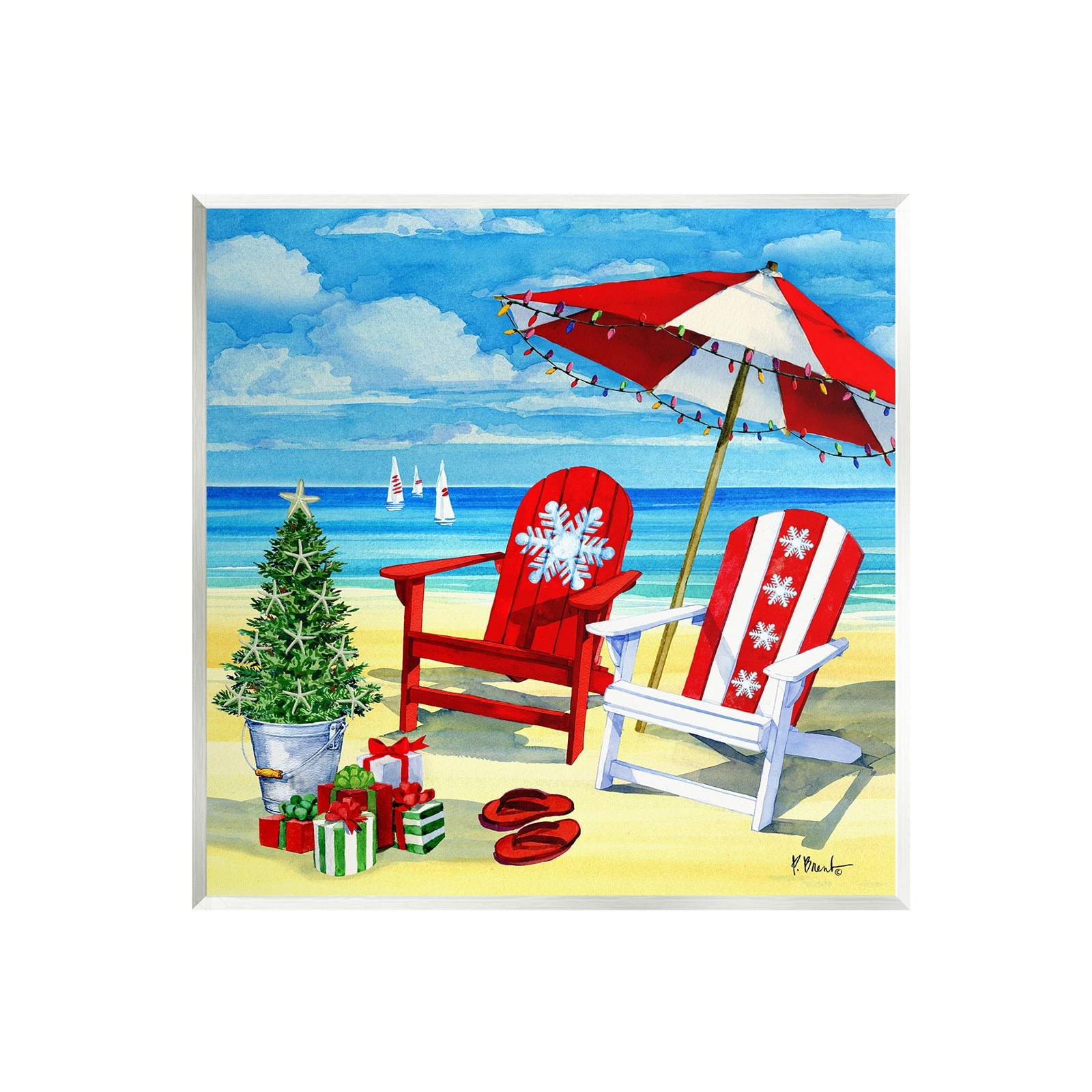 Stupell Industries 12" x 12" Coastal Christmas Scene Wall Plaque Art