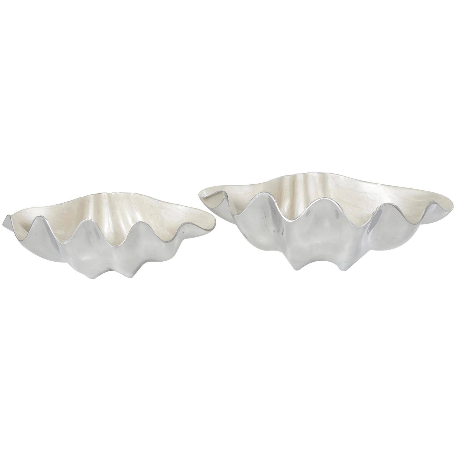 Aluminum Shell Enameled Decorative Bowl with Silver Metal Exterior Set