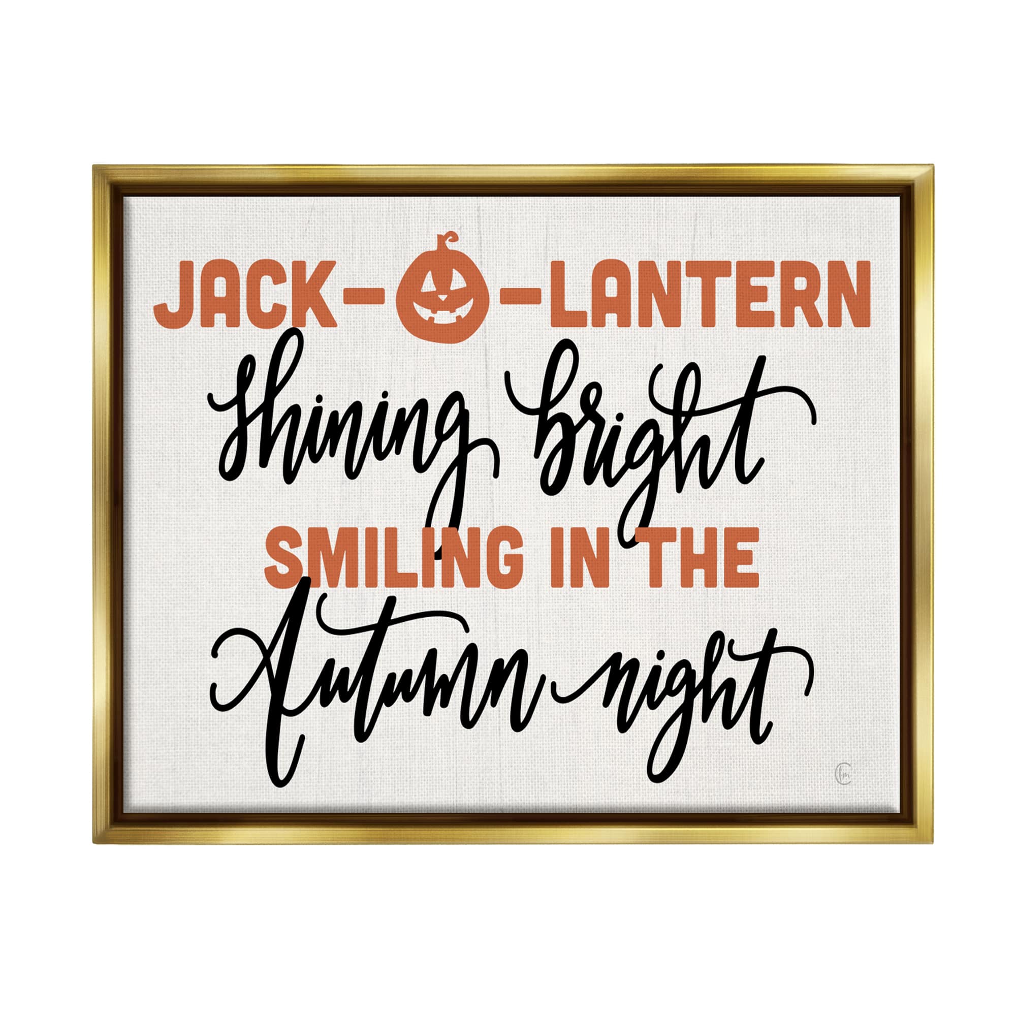 Stupell Industries Autumn Jack-o-Lantern Phrase Framed Floater Canvas Wall Art