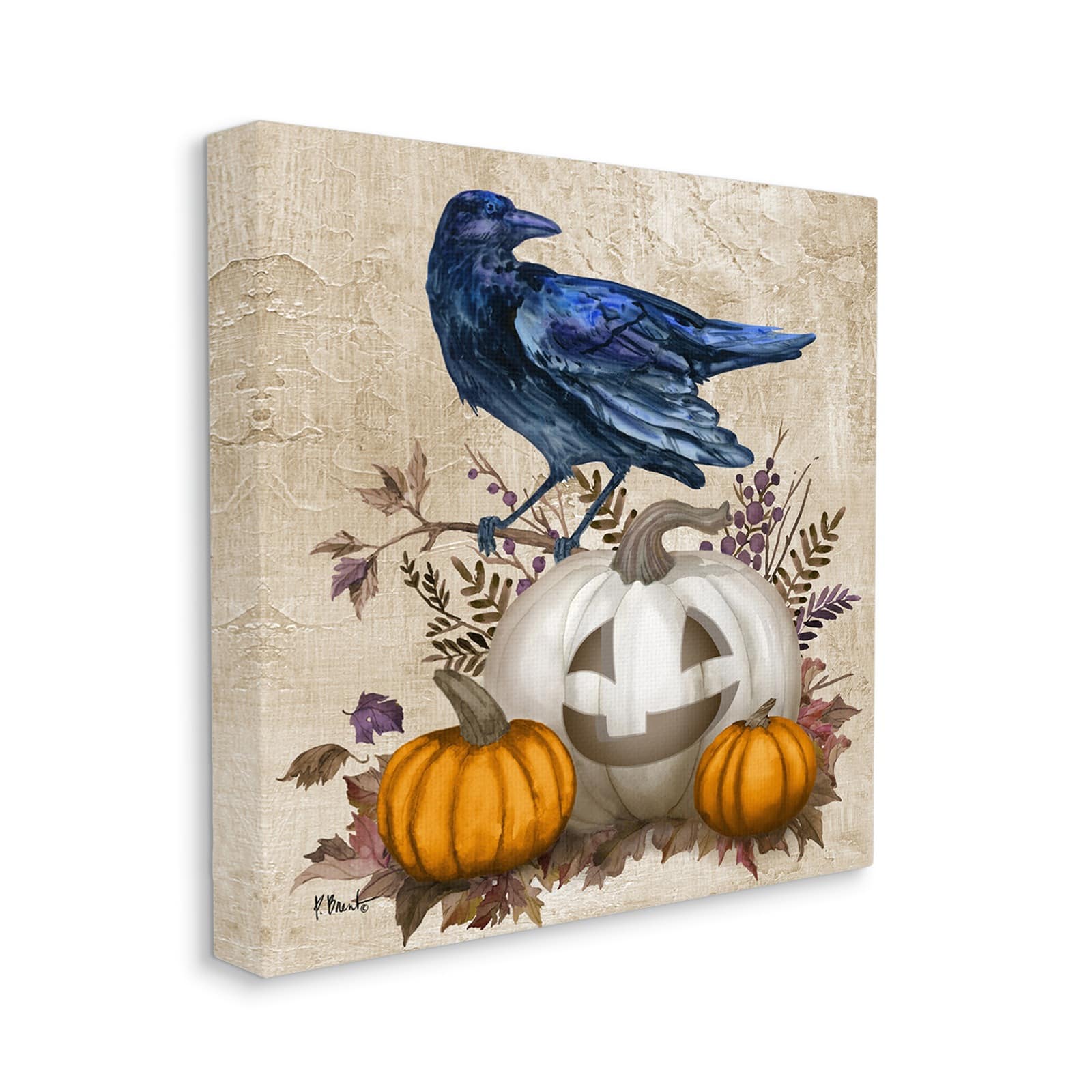 Stupell Industries Raven & Jack-o'-Lantern Canvas Wall Art
