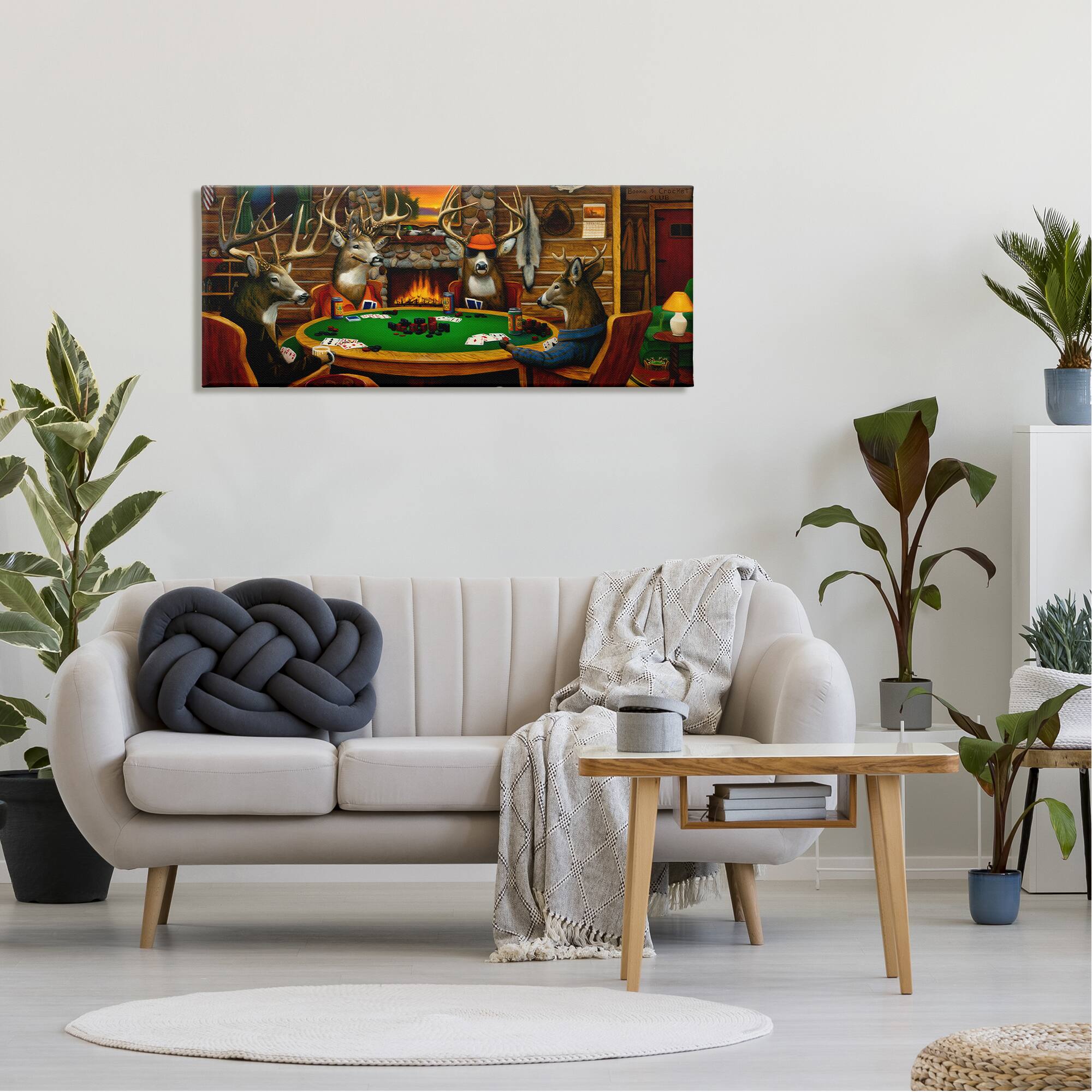 Stupell Industries Deer Animals Playing Poker Table Cabin Lodge Canvas Wall Art