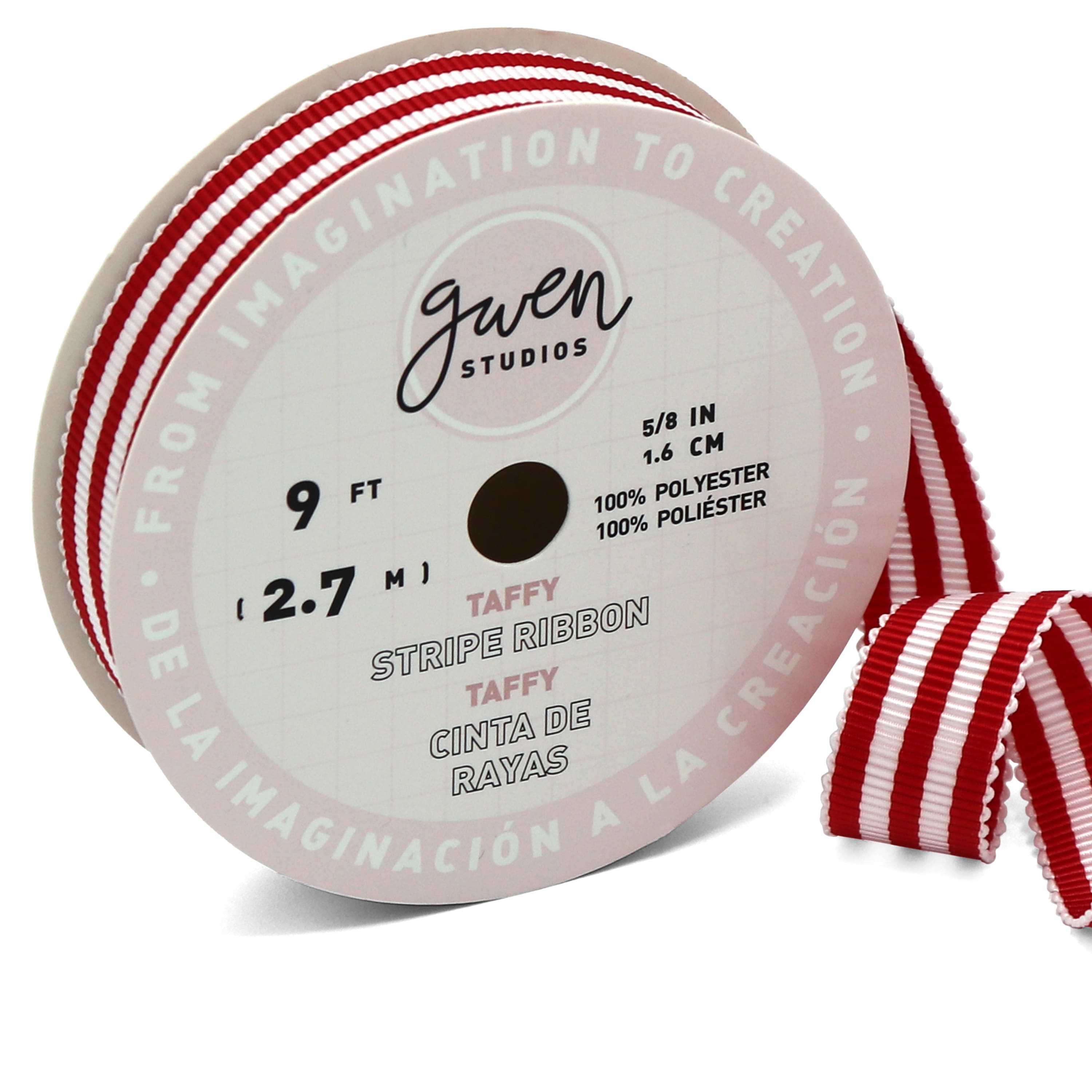 Gwen Studios 5/8" x 3yd. Red & White Stripe Grosgrain Ribbon
