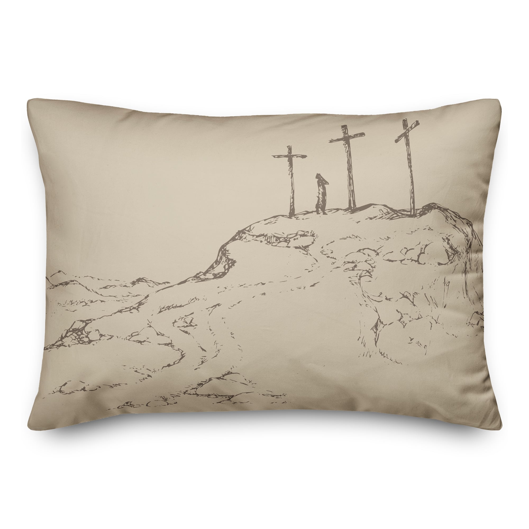 Crosses On Hill Pillow 14" x 20" Throw Pillow